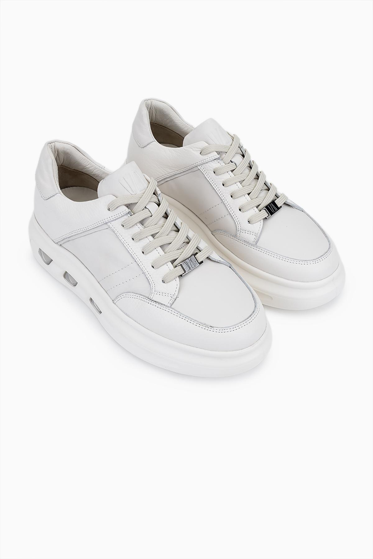 Valmenti Erkek Hakiki Deri Kırık Beyaz Sneakers & Spor Ayakkabı