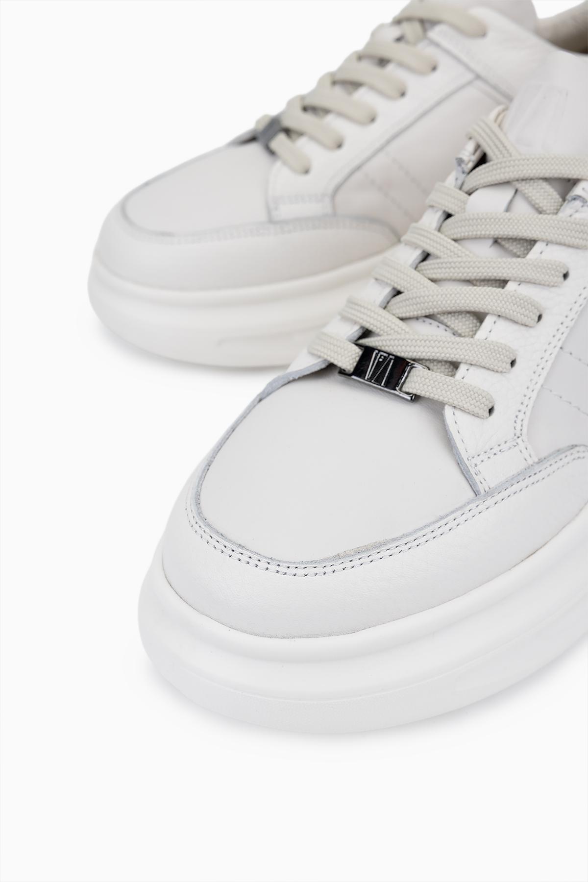 Valmenti Erkek Hakiki Deri Kırık Beyaz Sneakers & Spor Ayakkabı