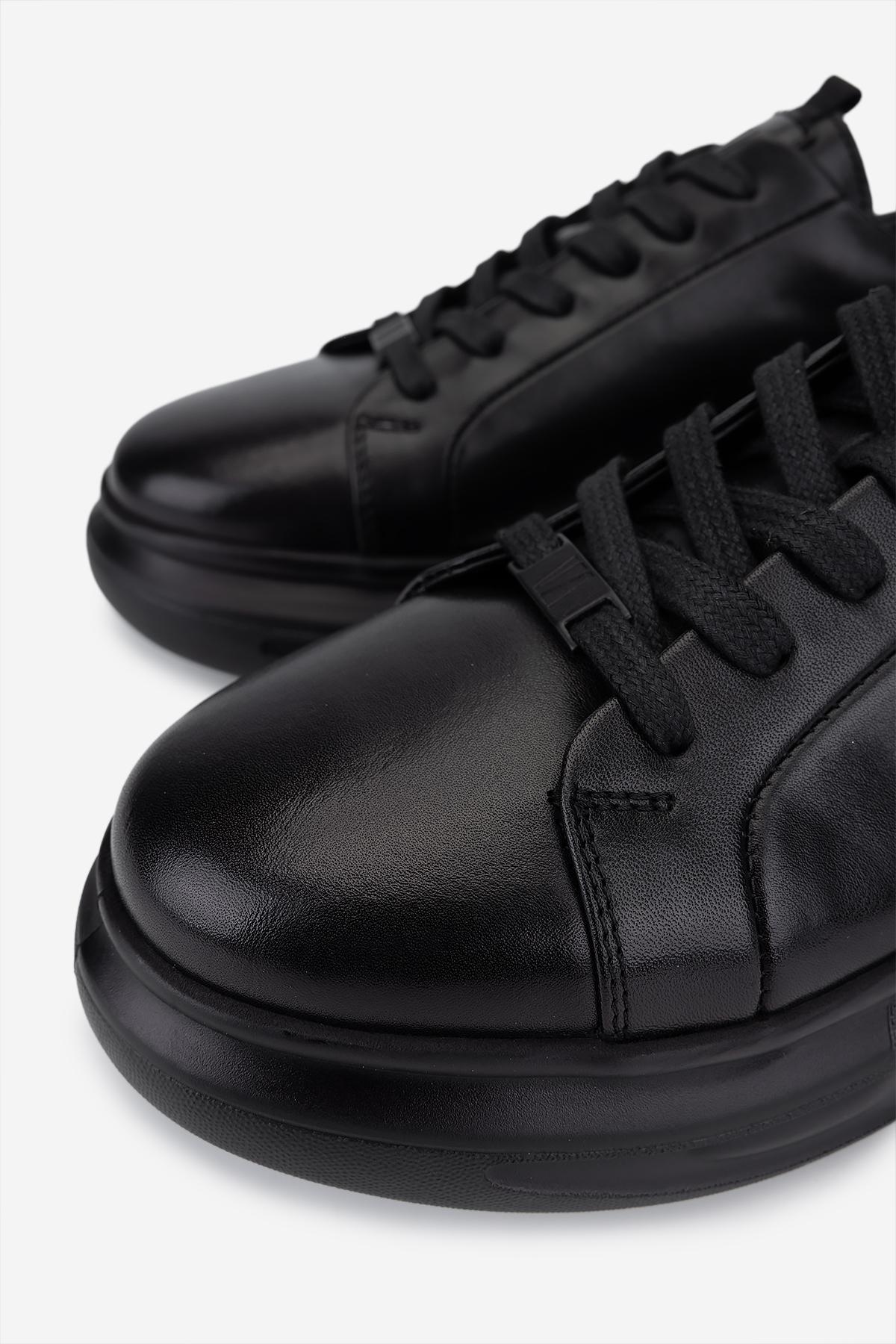 Valmenti Erkek Hakiki Deri Siyah Sneakers & Spor Ayakkabı