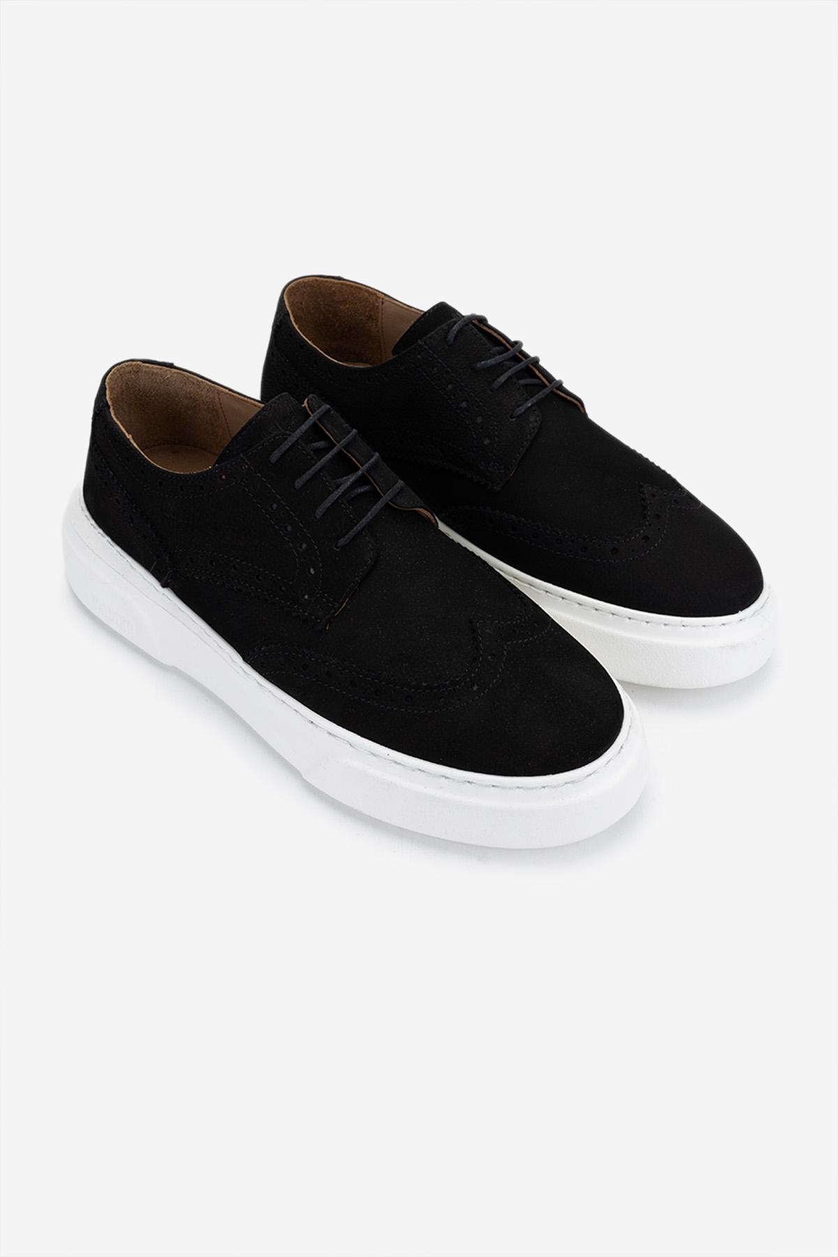 Valmenti Erkek Hakiki Deri Siyah Nubuk Sneakers & Spor Ayakkabı