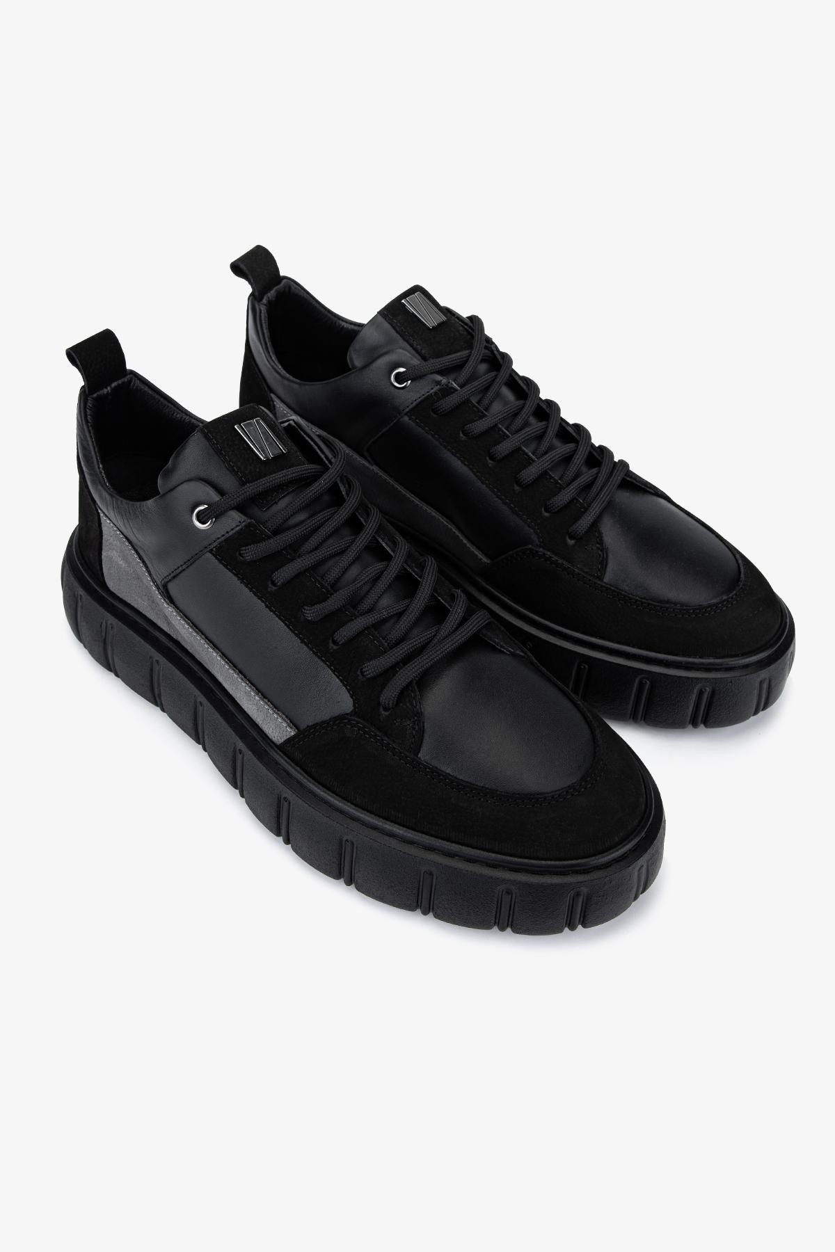 Valmenti Erkek Hakiki Deri Siyah Sneakers & Spor Ayakkabı