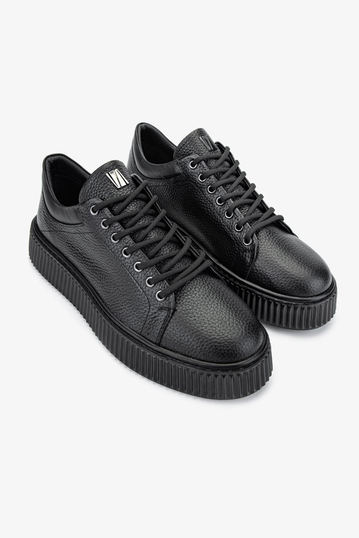 Valmenti Erkek Hakiki Deri Siyah Floter Sneakers & Spor Ayakkabı