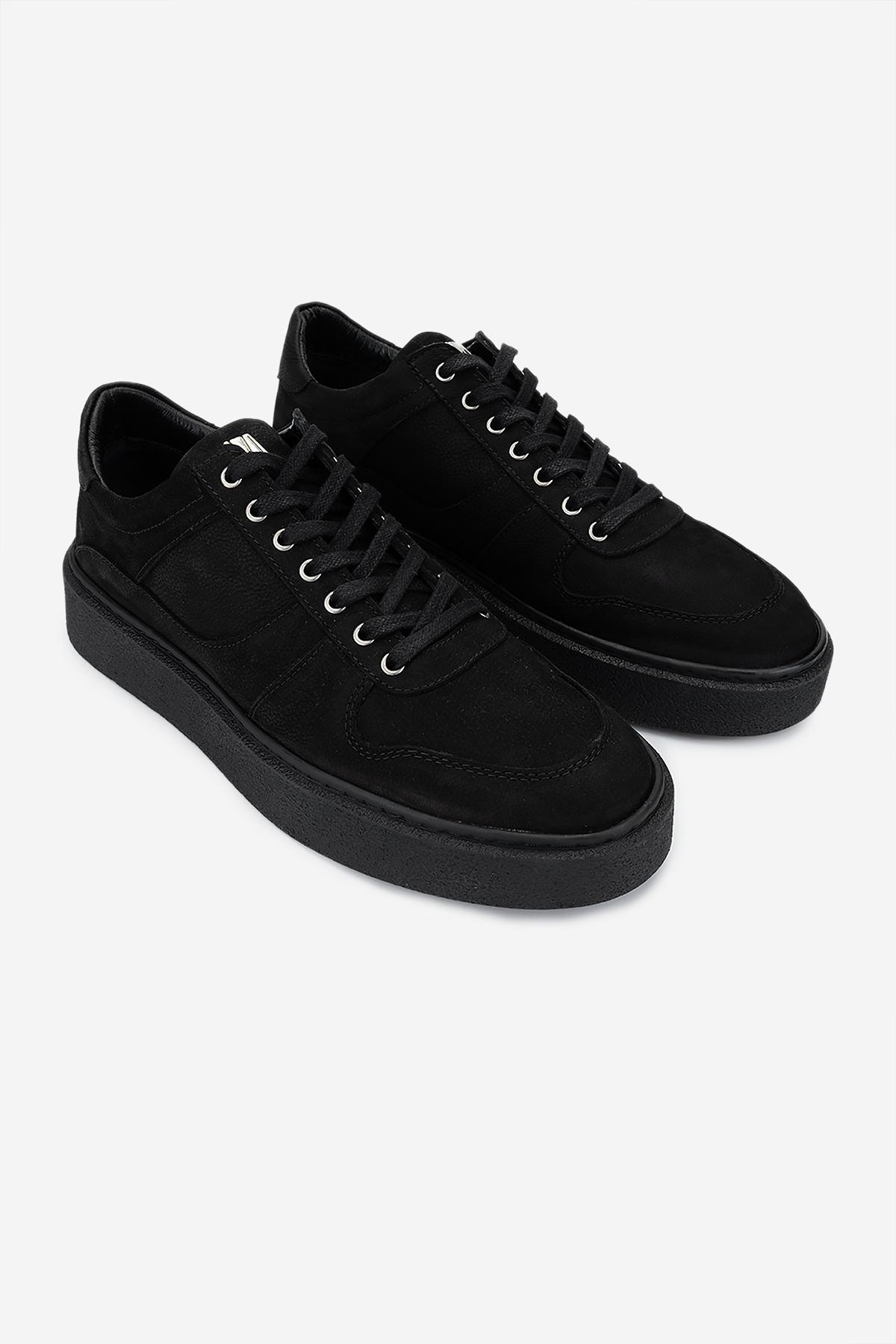 Valmenti Erkek Hakiki Deri Siyah Nubuk Sneakers & Spor Ayakkabı