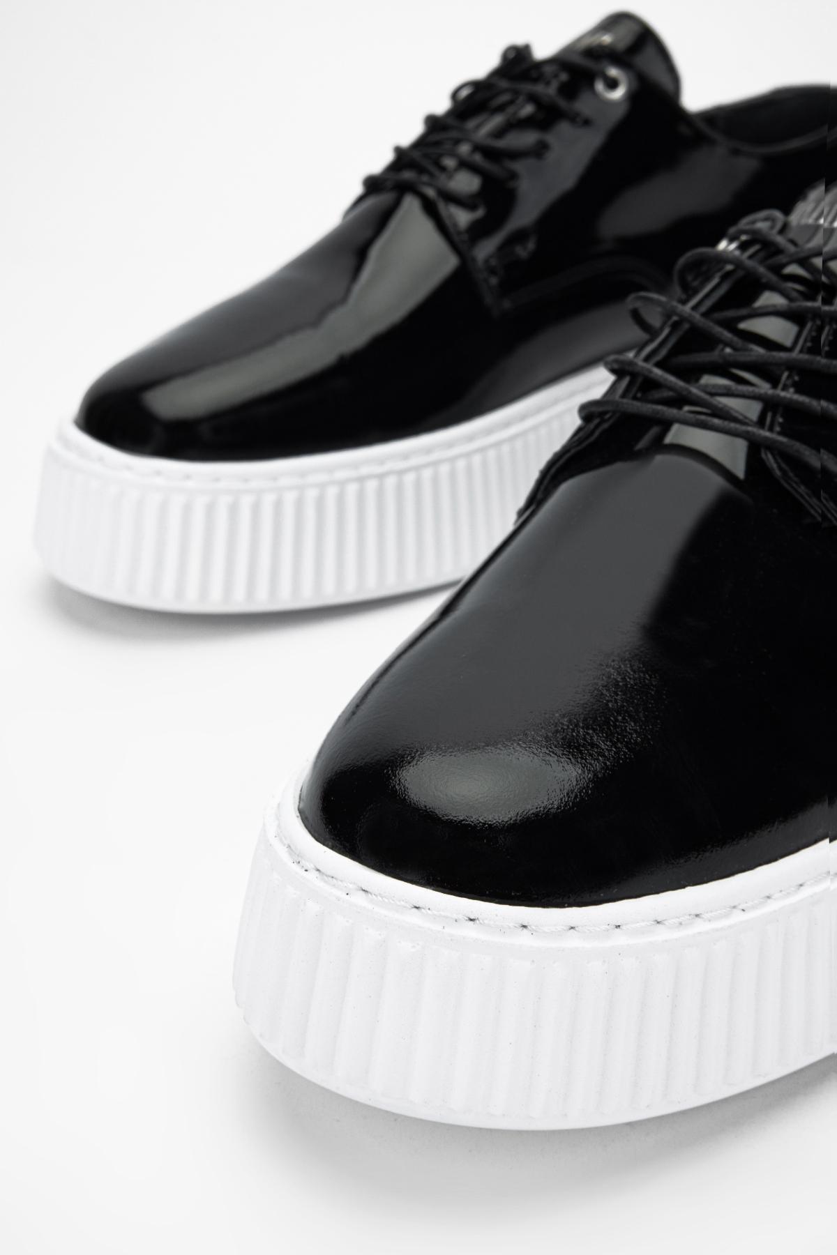 Valmenti Erkek Hakiki Deri Siyah Rugan Sneakers & Spor Ayakkabı