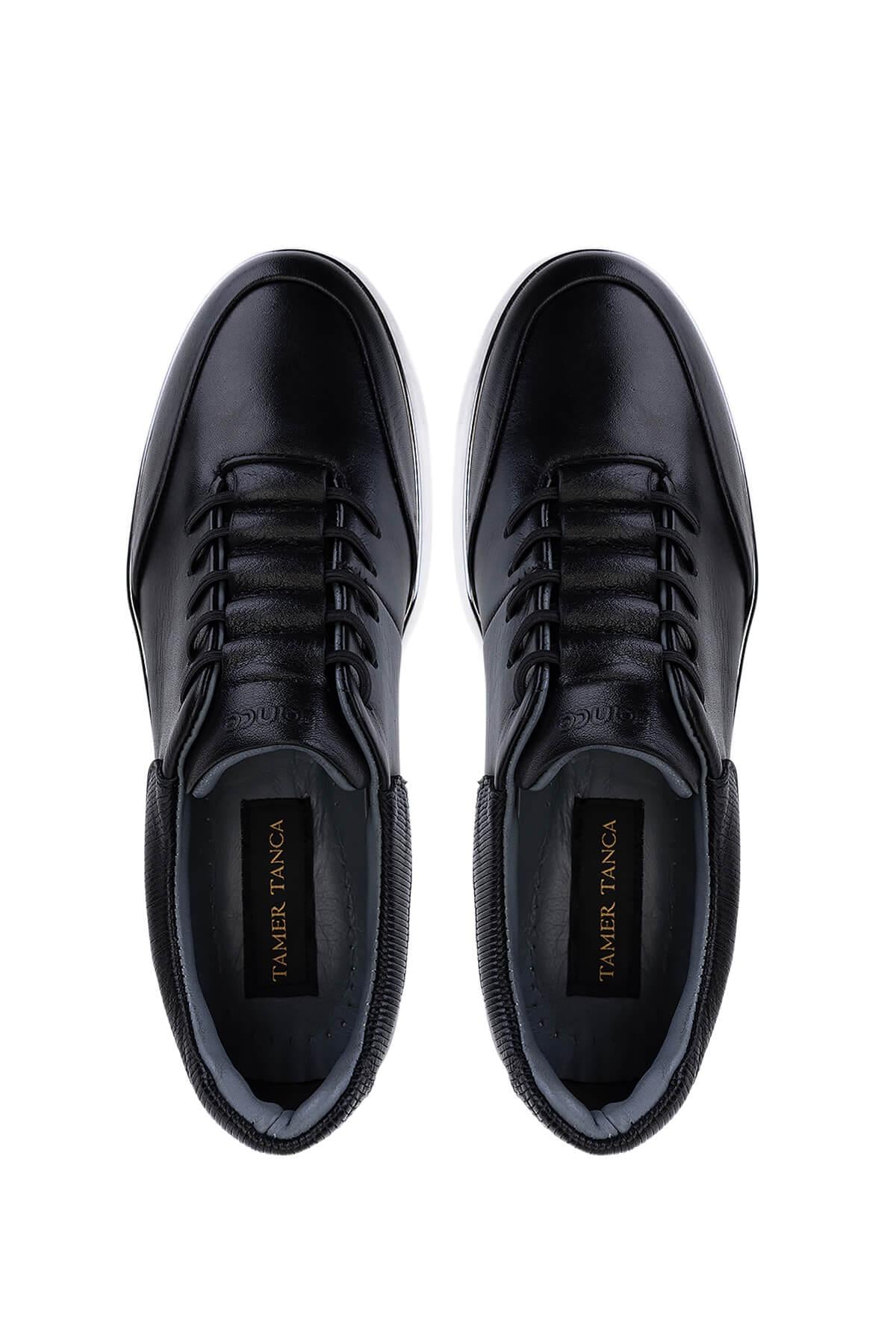 Tamer Tanca Erkek Hakiki Deri Siyah Sneakers & Spor Ayakkabı