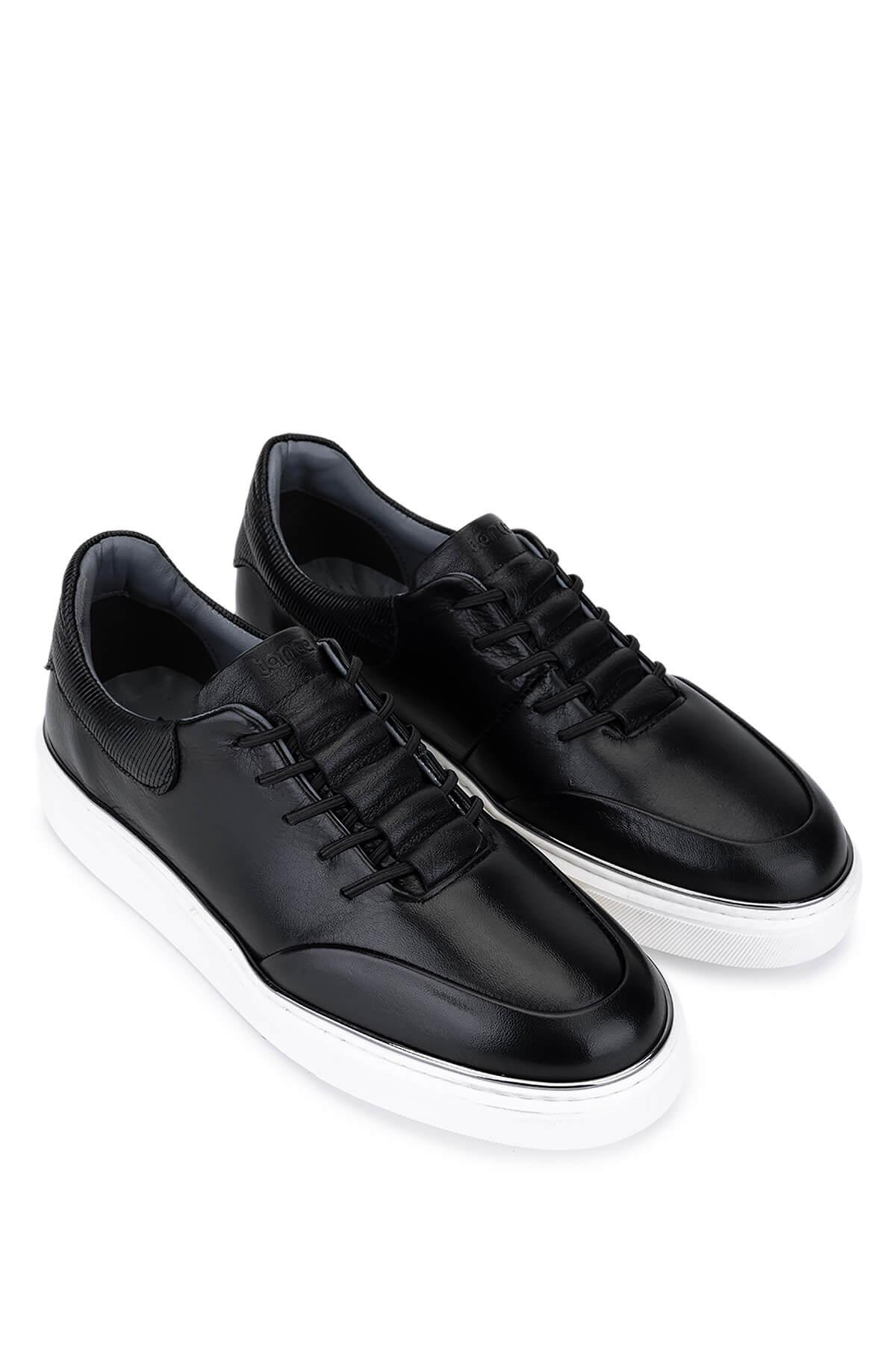 Tamer Tanca Erkek Hakiki Deri Siyah Sneakers & Spor Ayakkabı