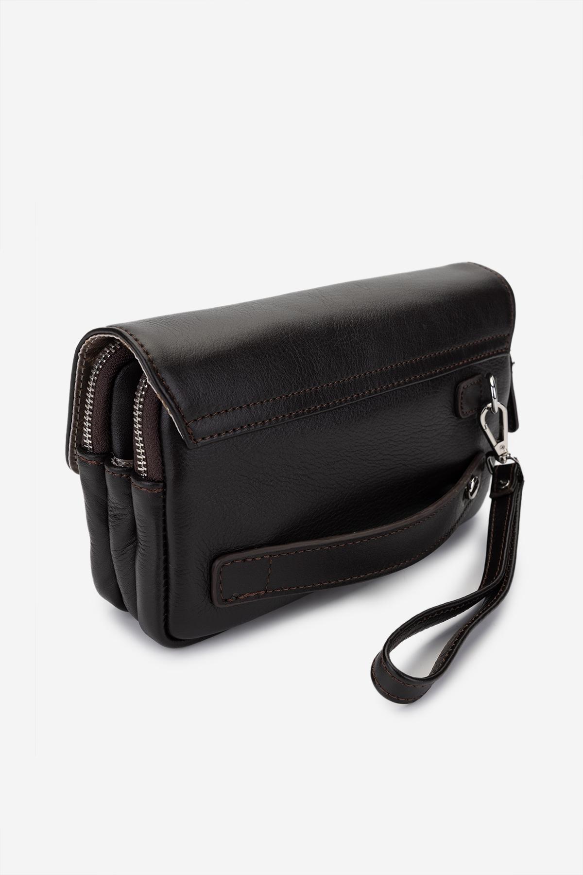 Valmenti Erkek Hakiki Deri Kahverengi El Çantası