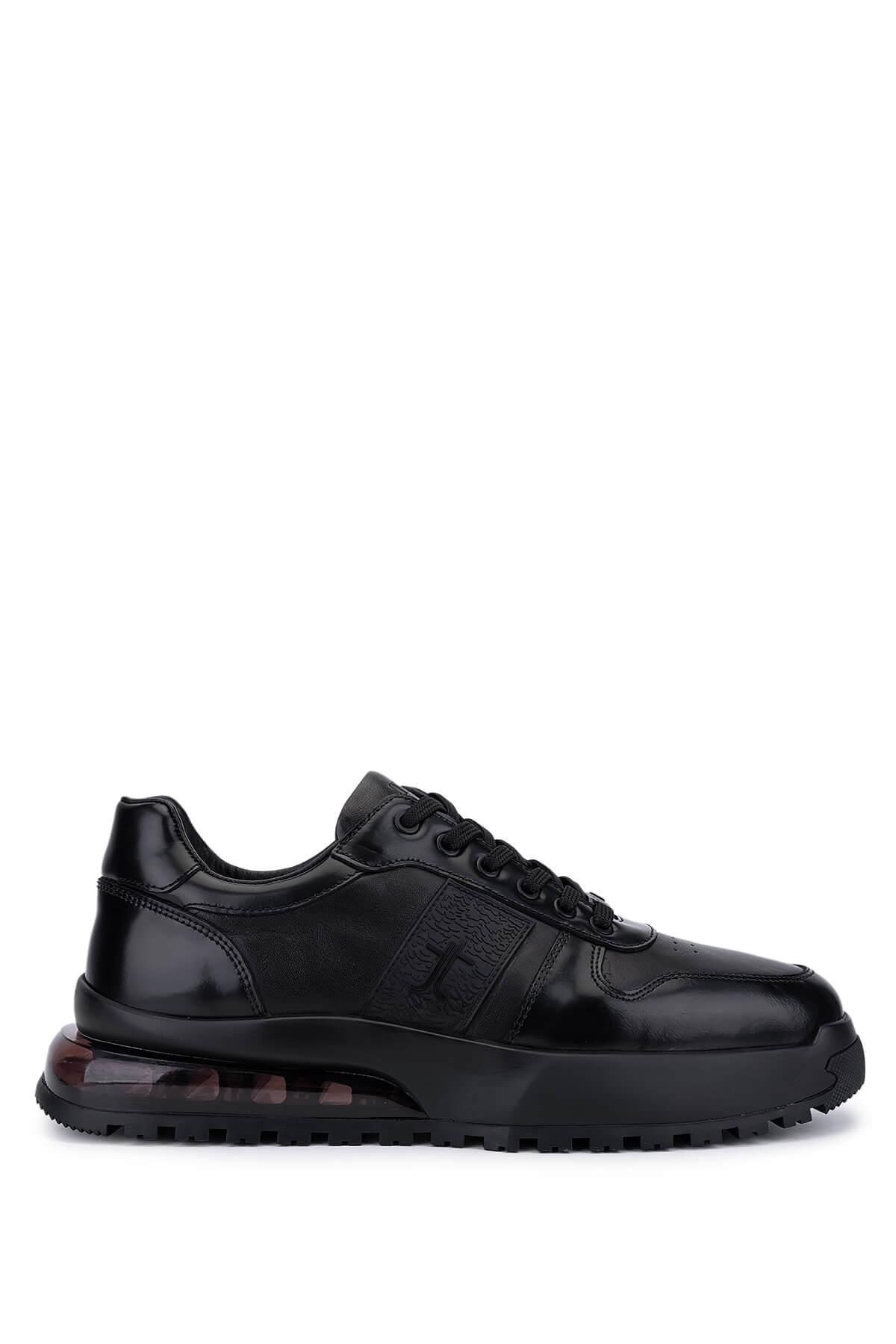 Tamer Tanca Erkek Hakiki Deri Siyah Sneakers & Spor Ayakkabı