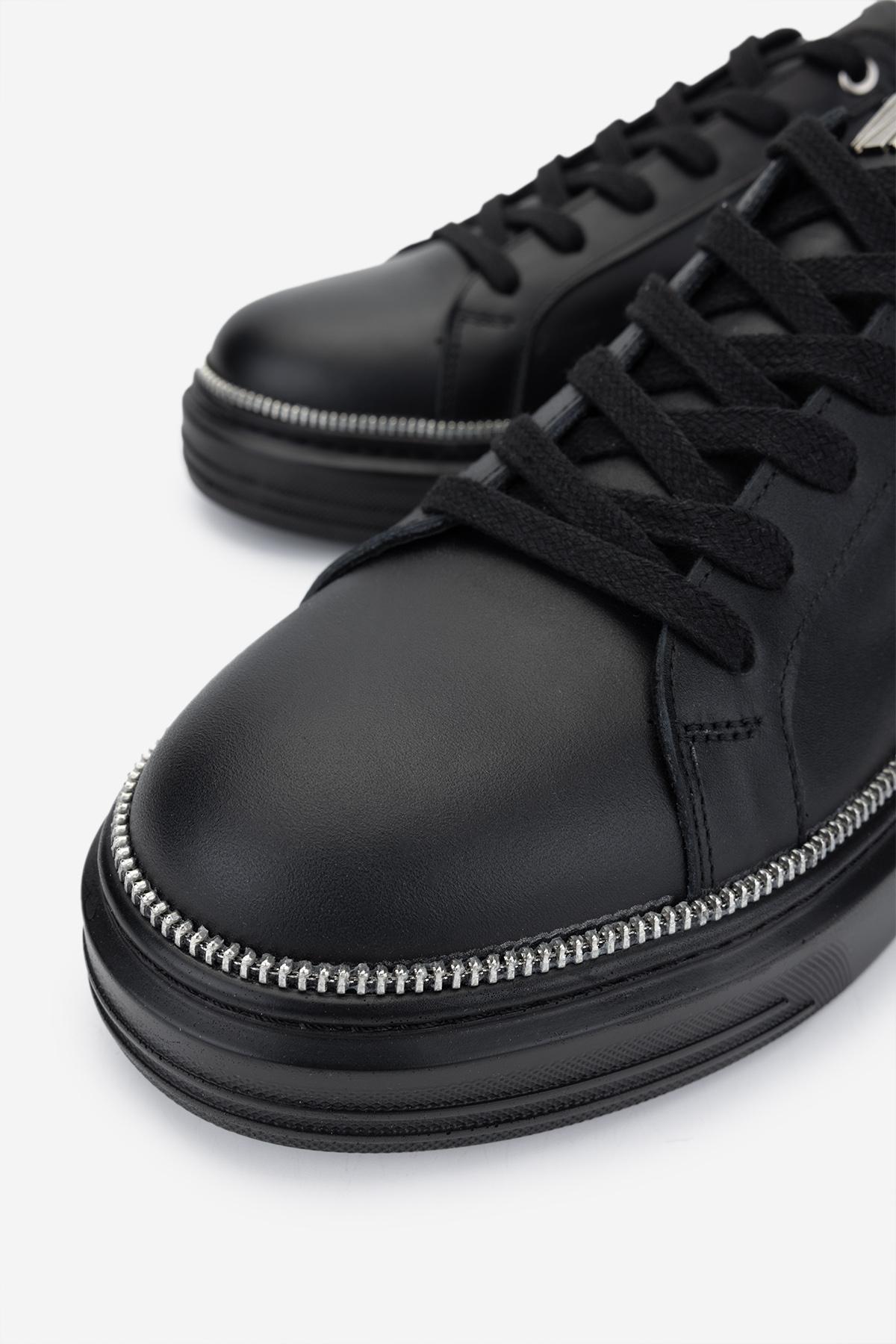 Valmenti Erkek Hakiki Deri Siyah Sneakers & Spor Ayakkabı