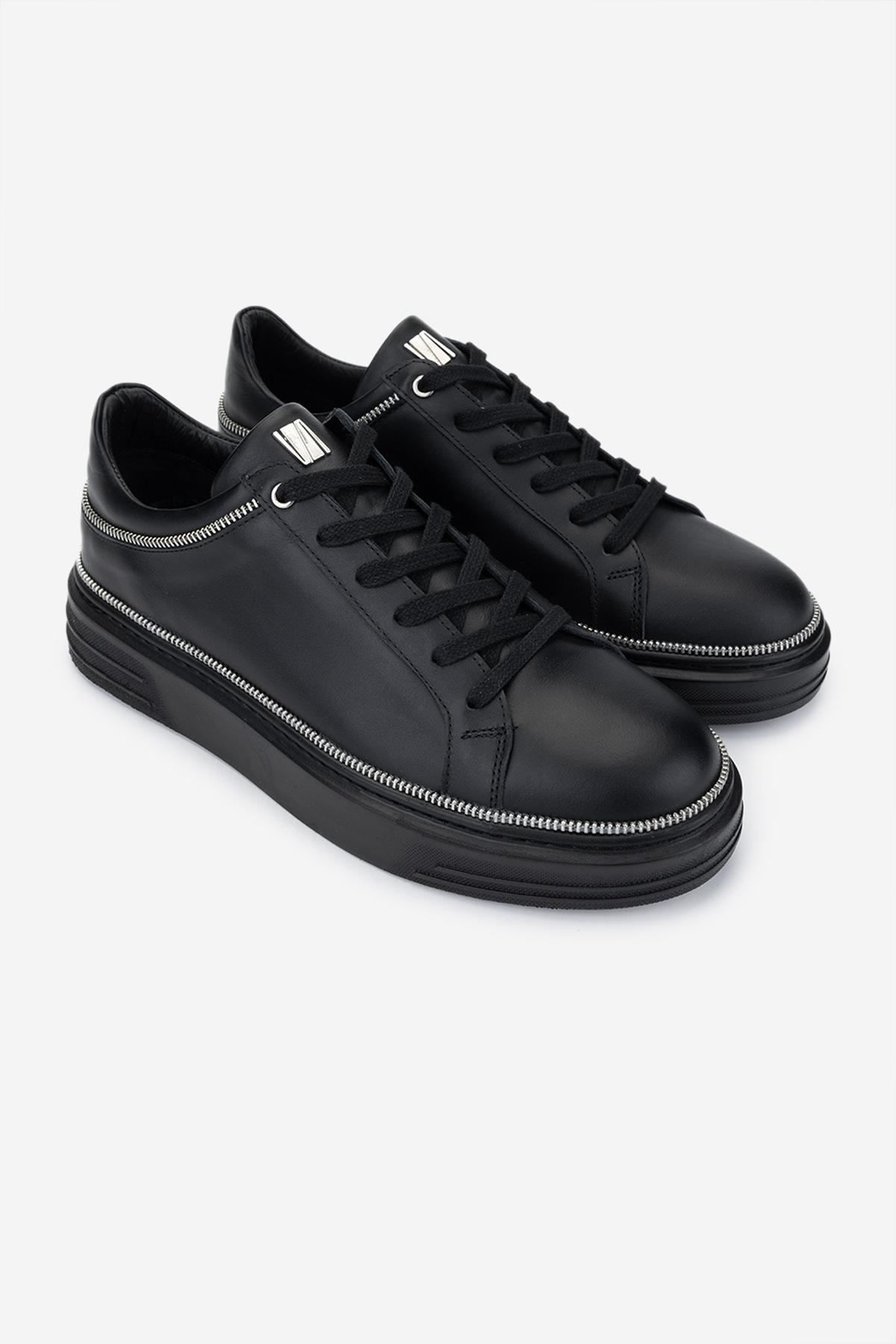 Valmenti Erkek Hakiki Deri Siyah Sneakers & Spor Ayakkabı