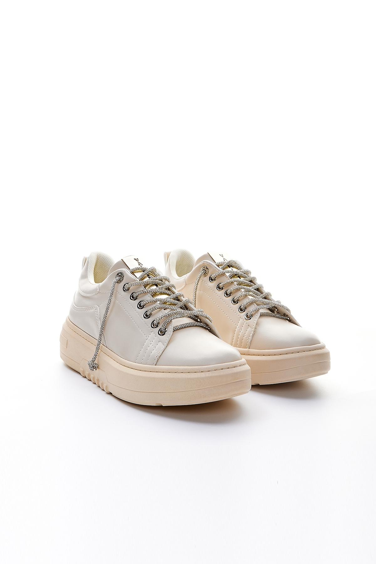 Valmenti Kadın Suni Deri Bej Spor Ayakkabı