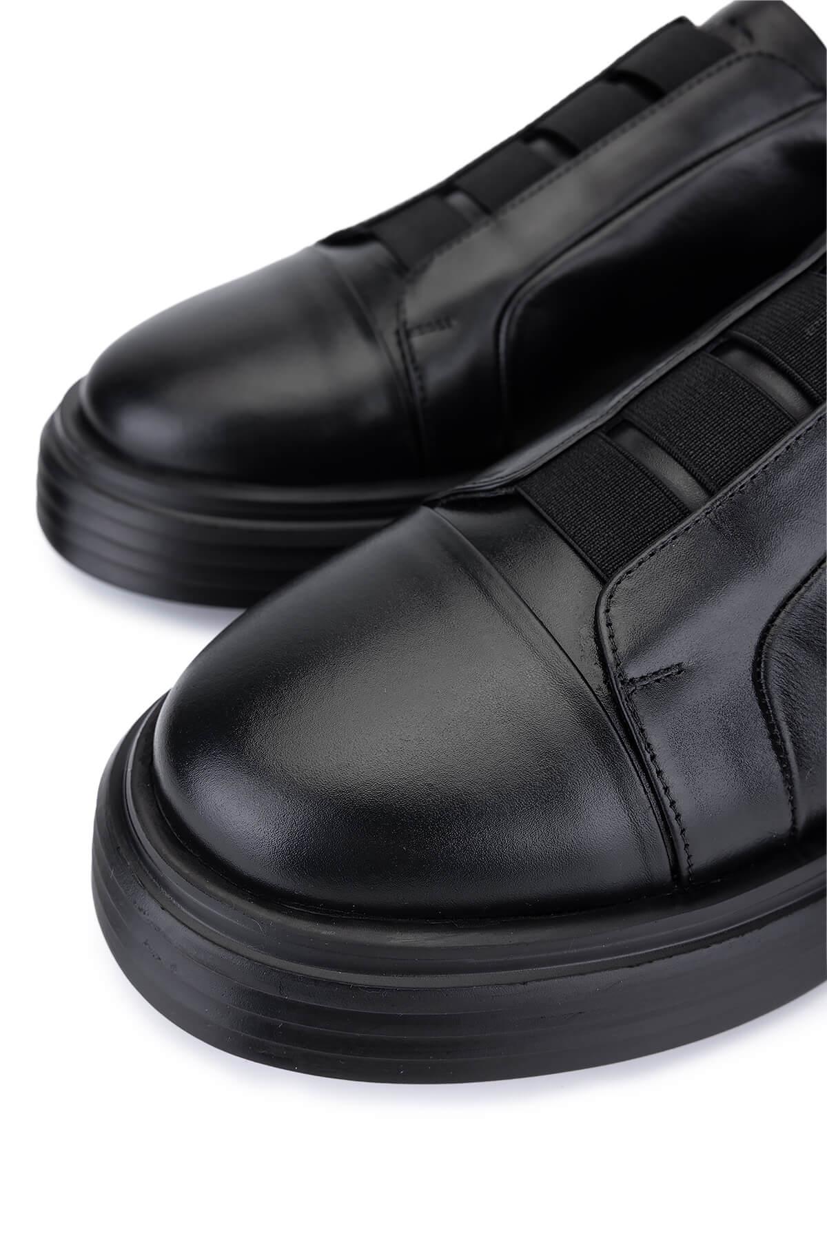 Tamer Tanca Erkek Hakiki Deri Siyah Sneakers & Spor Ayakkabı