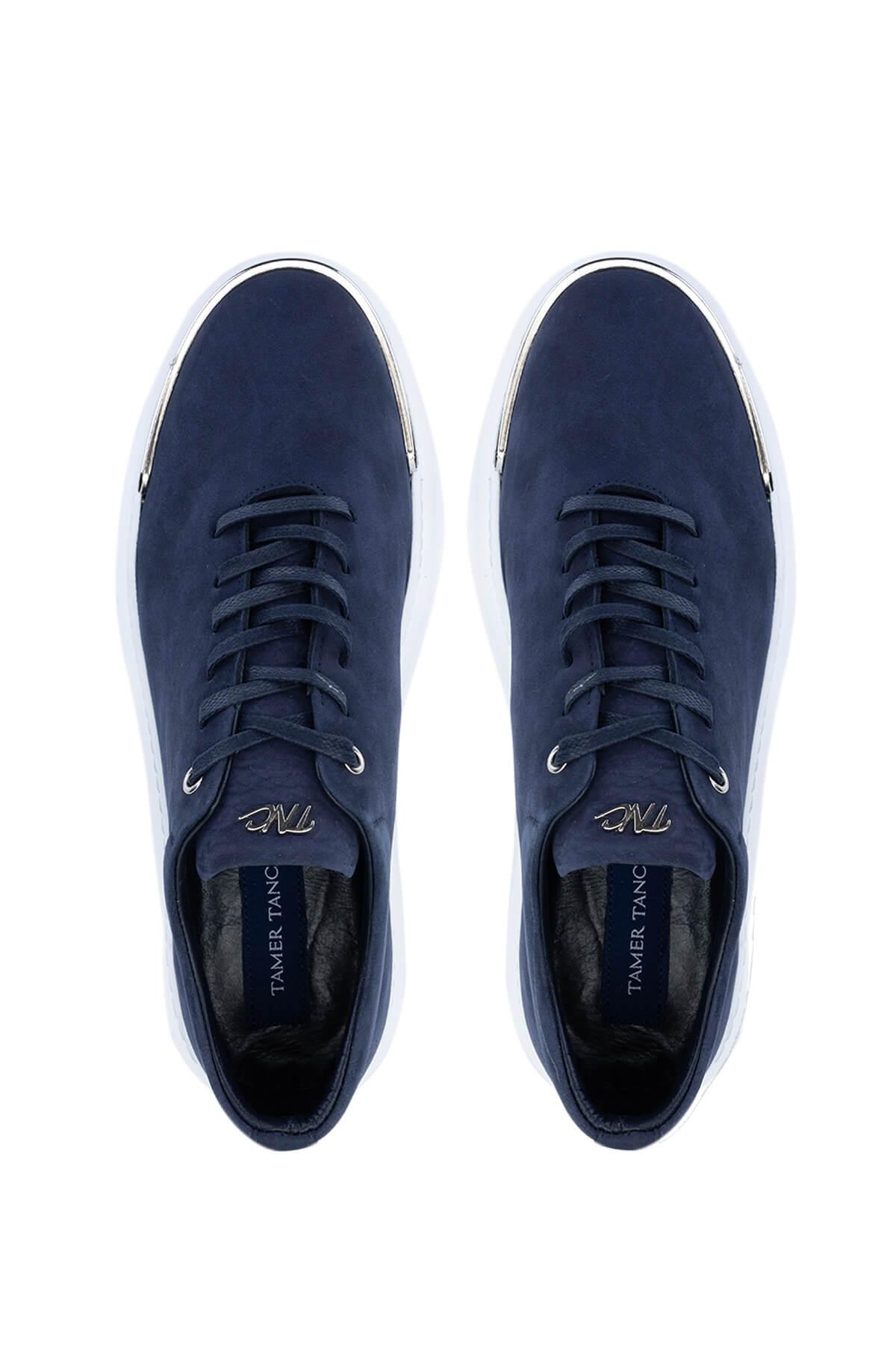 Tamer Tanca Erkek Hakiki Deri Lacivert Nubuk Sneakers & Spor Ayakkabı