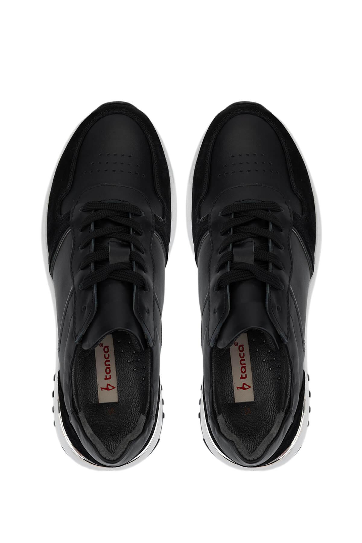 Tamer Tanca Kadın Hakiki Deri Siyah Süet Sneakers & Spor Ayakkabı