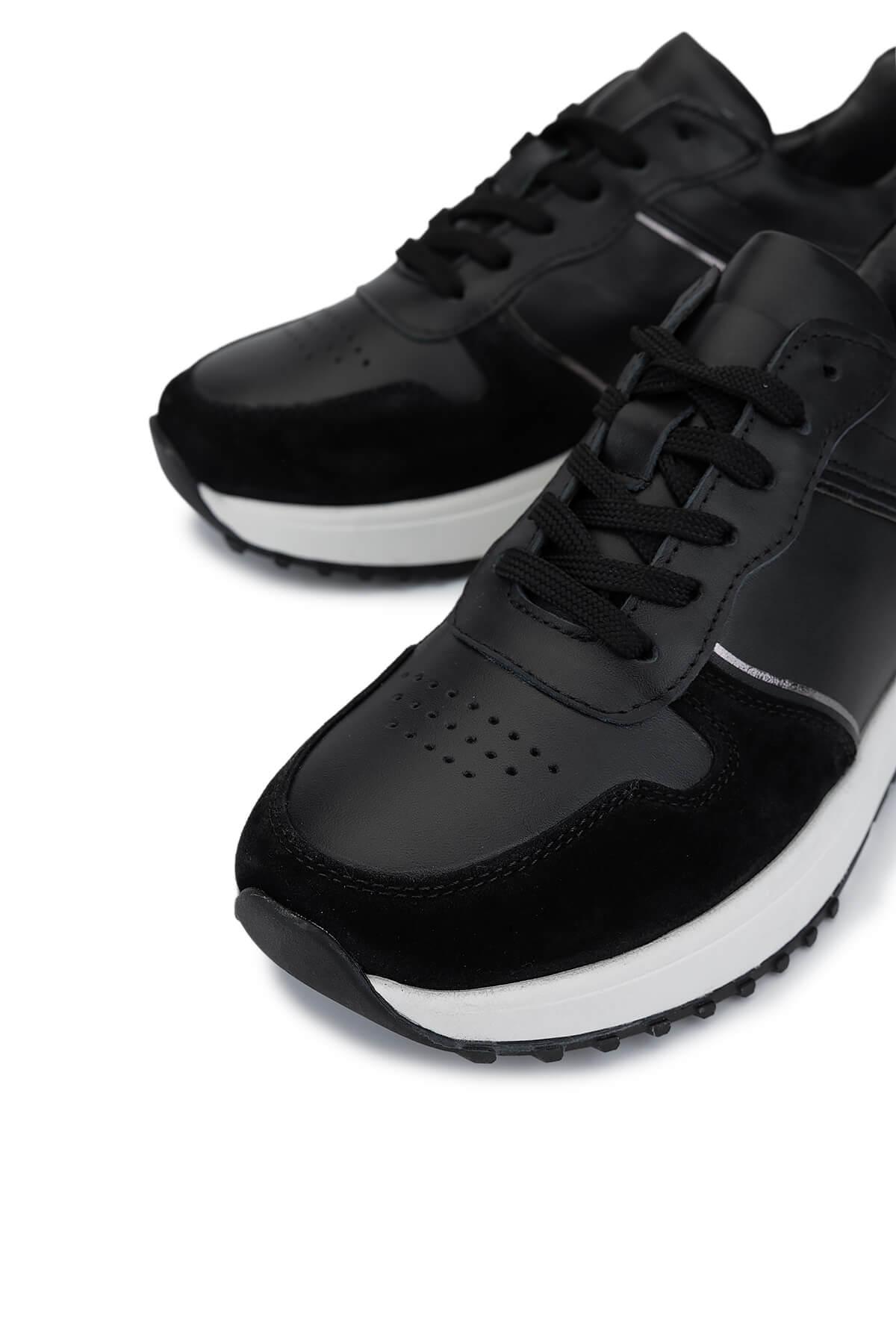 Tamer Tanca Kadın Hakiki Deri Siyah Süet Sneakers & Spor Ayakkabı