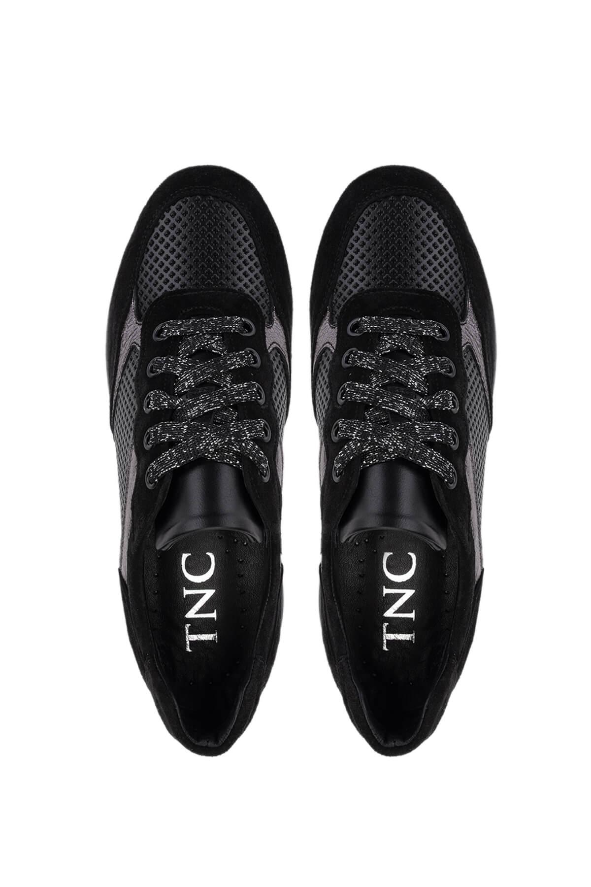 Tamer Tanca Kadın Hakiki Deri Siyah Süet Sneakers & Spor Ayakkabı