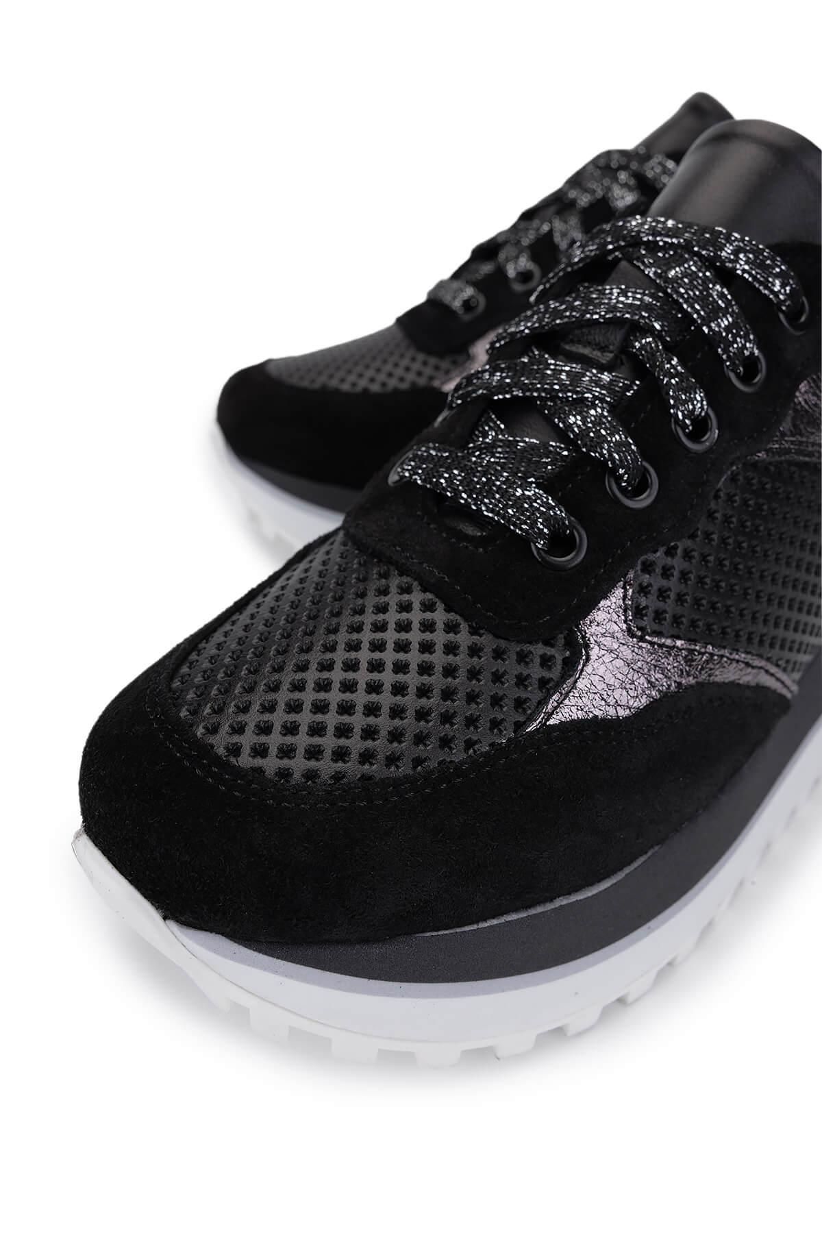 Tamer Tanca Kadın Hakiki Deri Siyah Süet Sneakers & Spor Ayakkabı