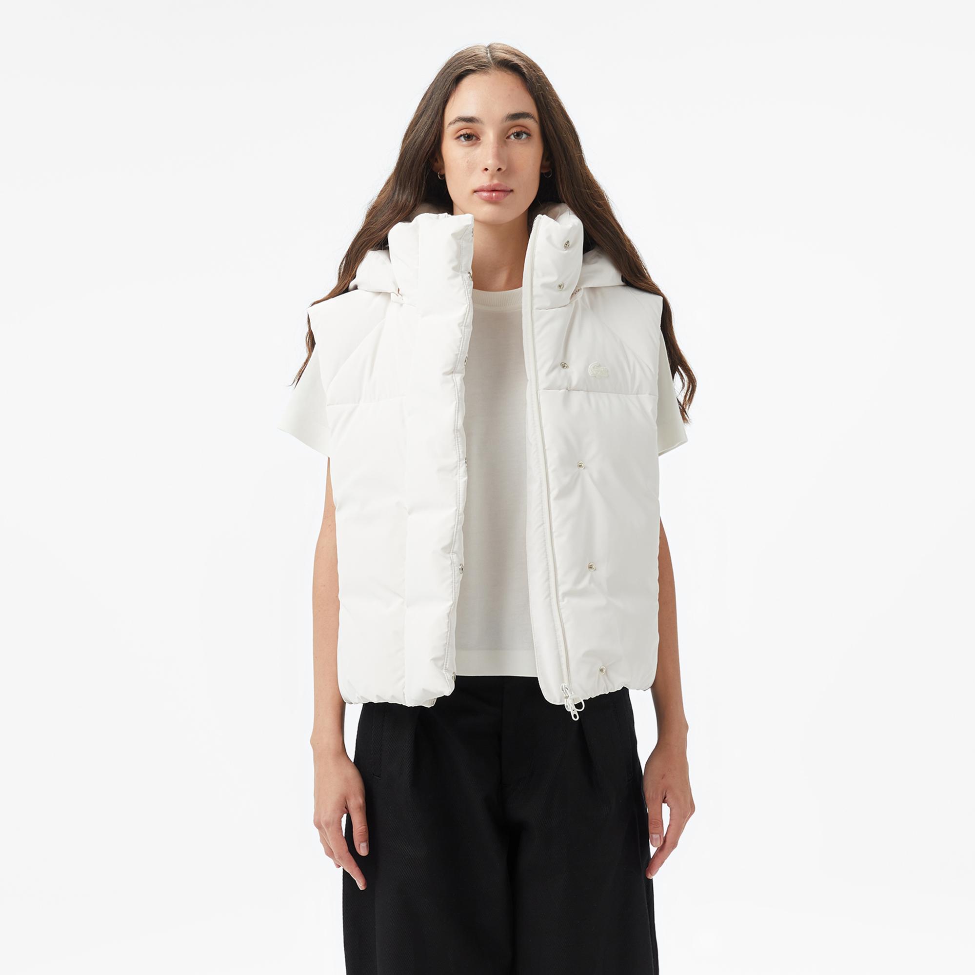 Lacoste Kadın Kapüşonlu Beyaz Yelek