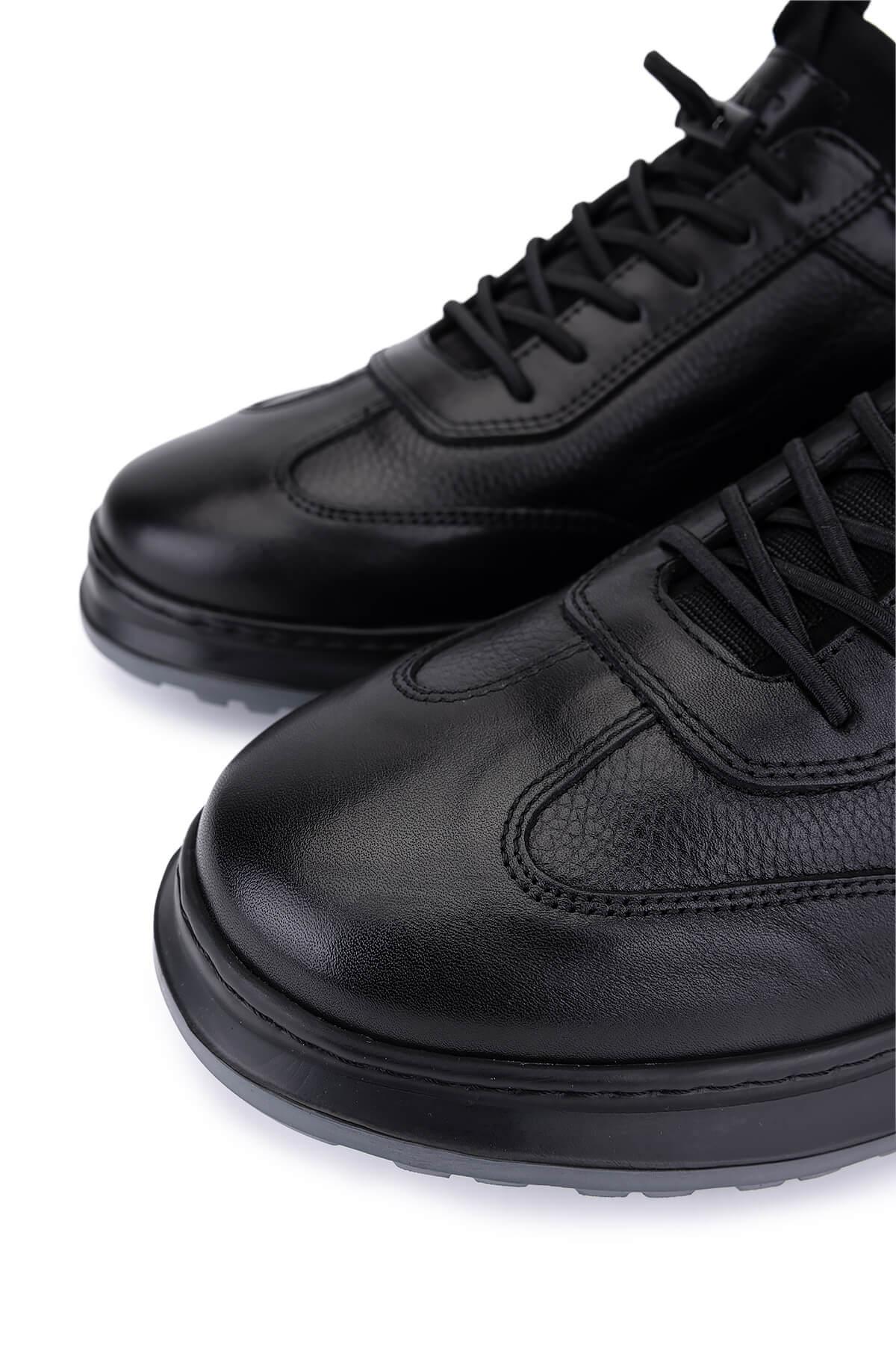 Tamer Tanca Erkek Hakiki Deri Siyah Casual Ayakkabı