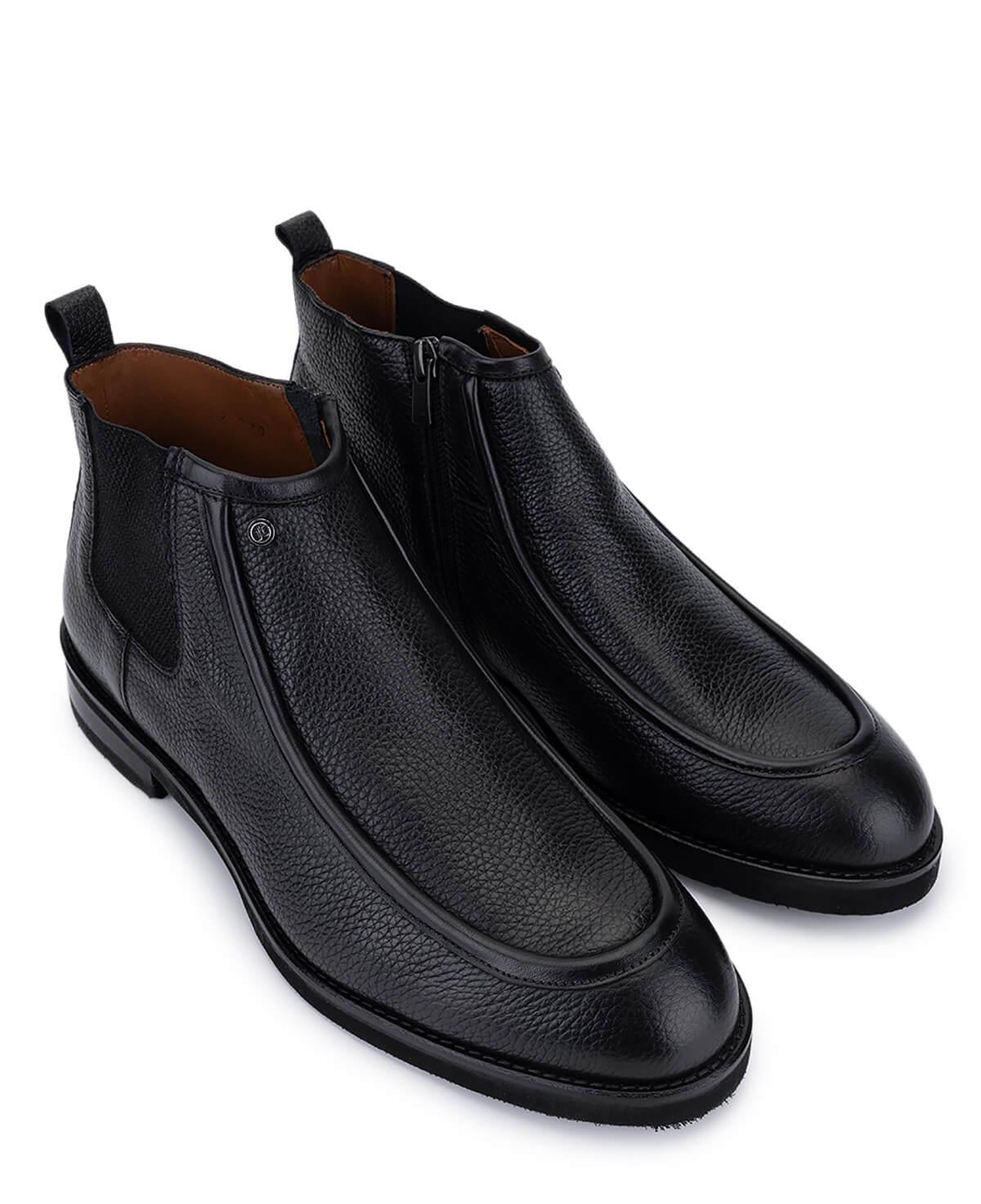 Tamer Tanca Erkek Hakiki Deri Siyah Floter Klasik Bot