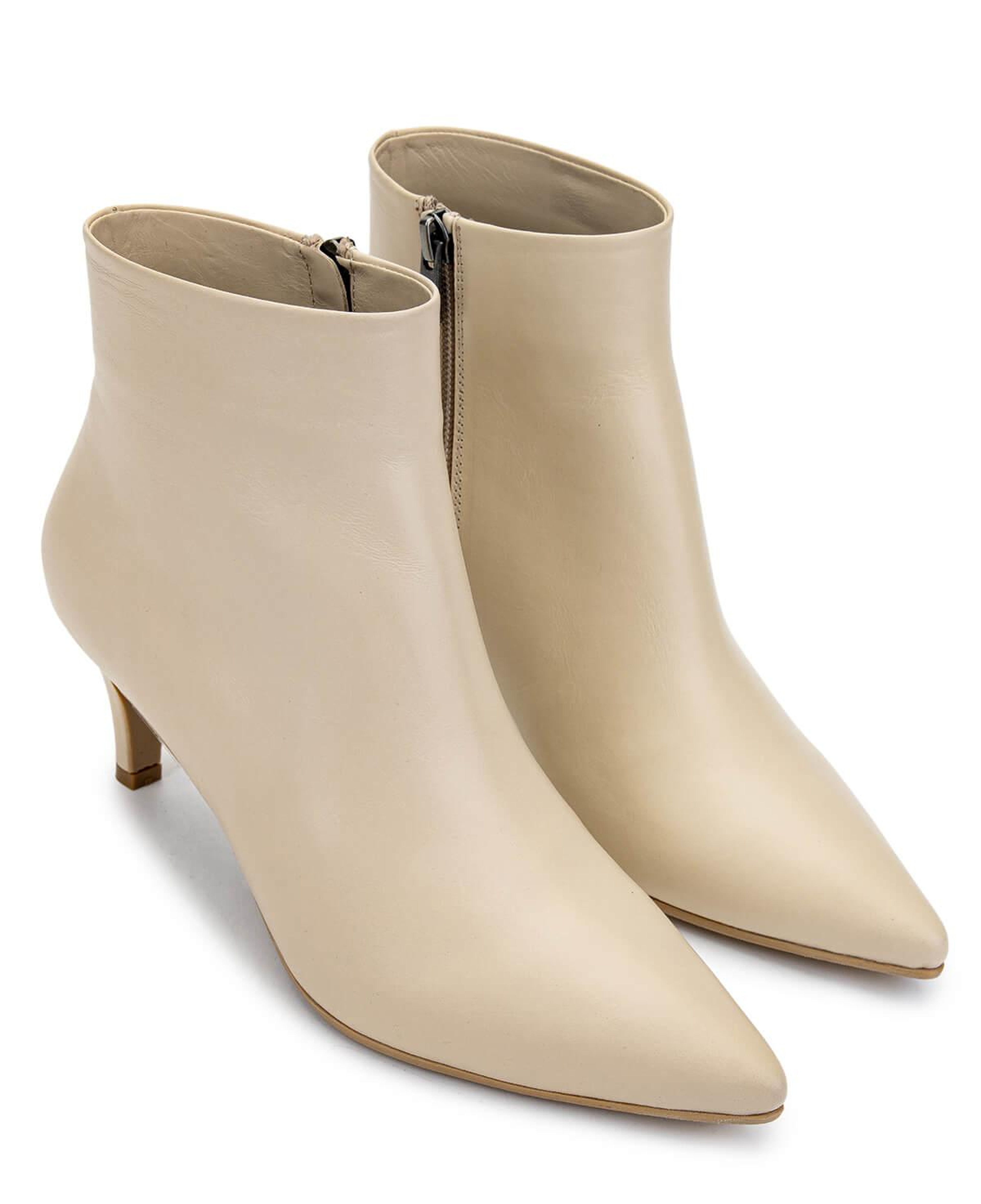 Tamer Tanca Kadın Hakiki Deri  Bej Topuklu Bot