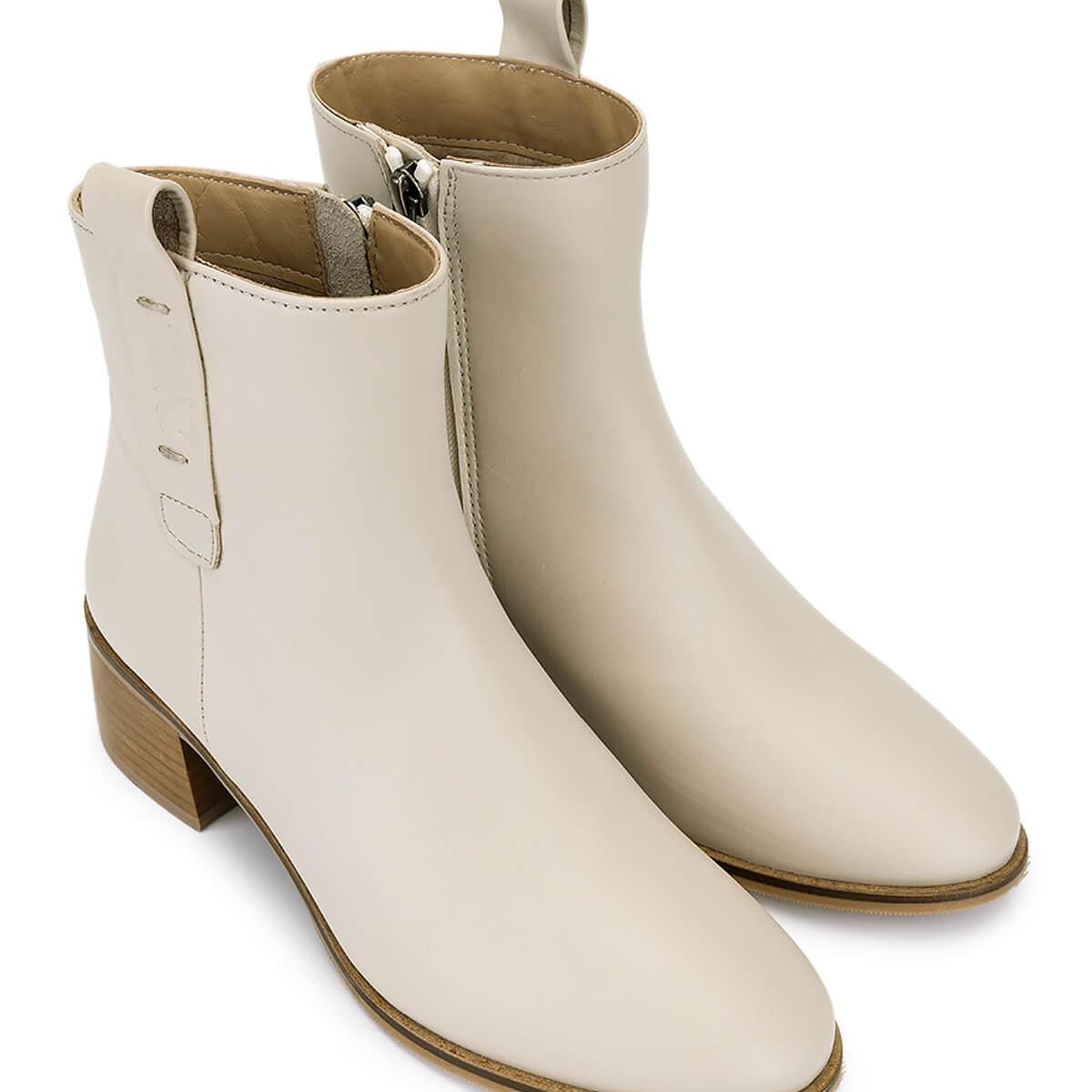 Tamer Tanca Kadın Hakiki Deri Bej Topuklu Bot