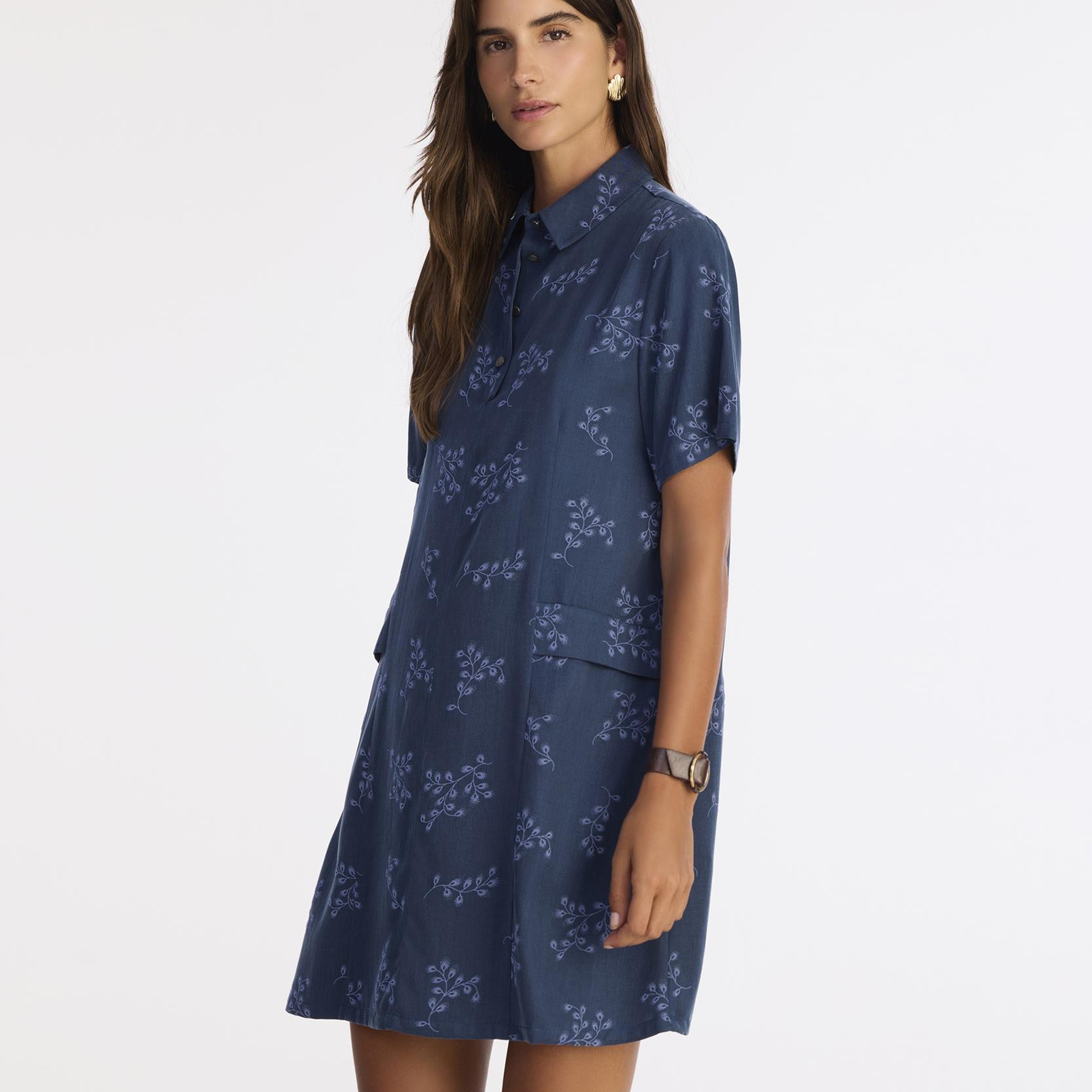 YARGICI Düz Gömlek Yaka Kısa Kol Elbise