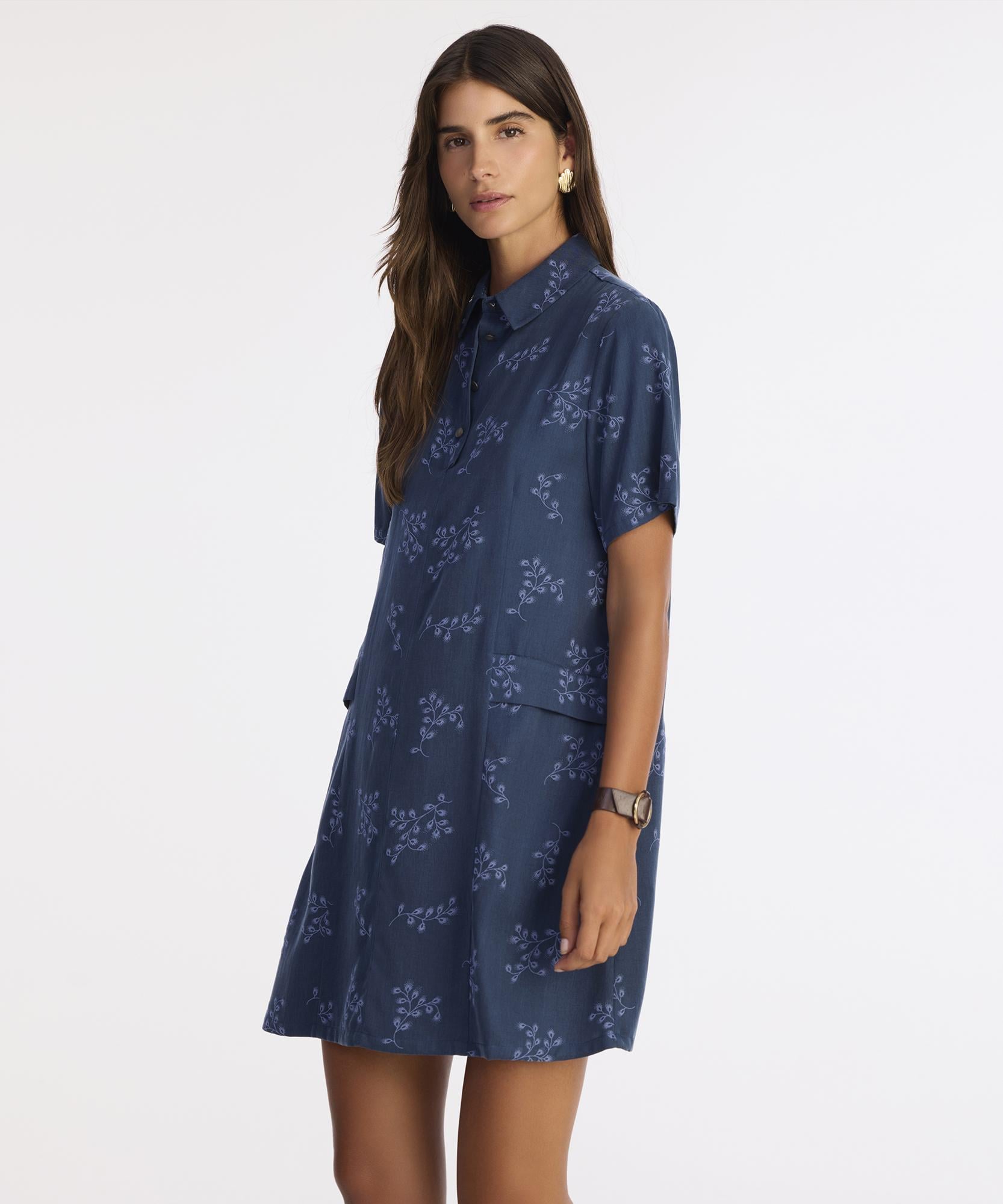 YARGICI Düz Gömlek Yaka Kısa Kol Elbise