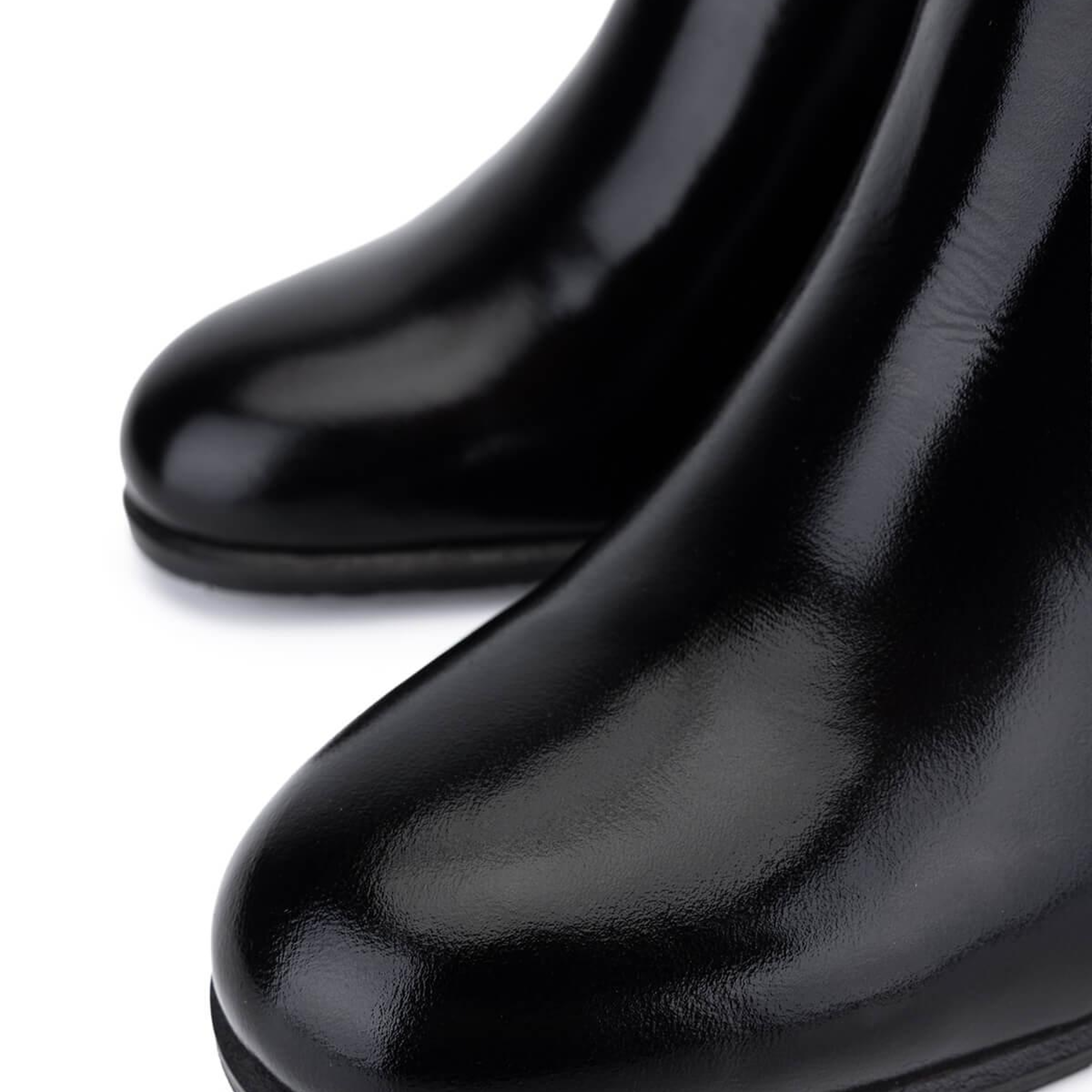 Tamer Tanca Kadın Hakiki Deri Siyah Rugan Klasik Bot