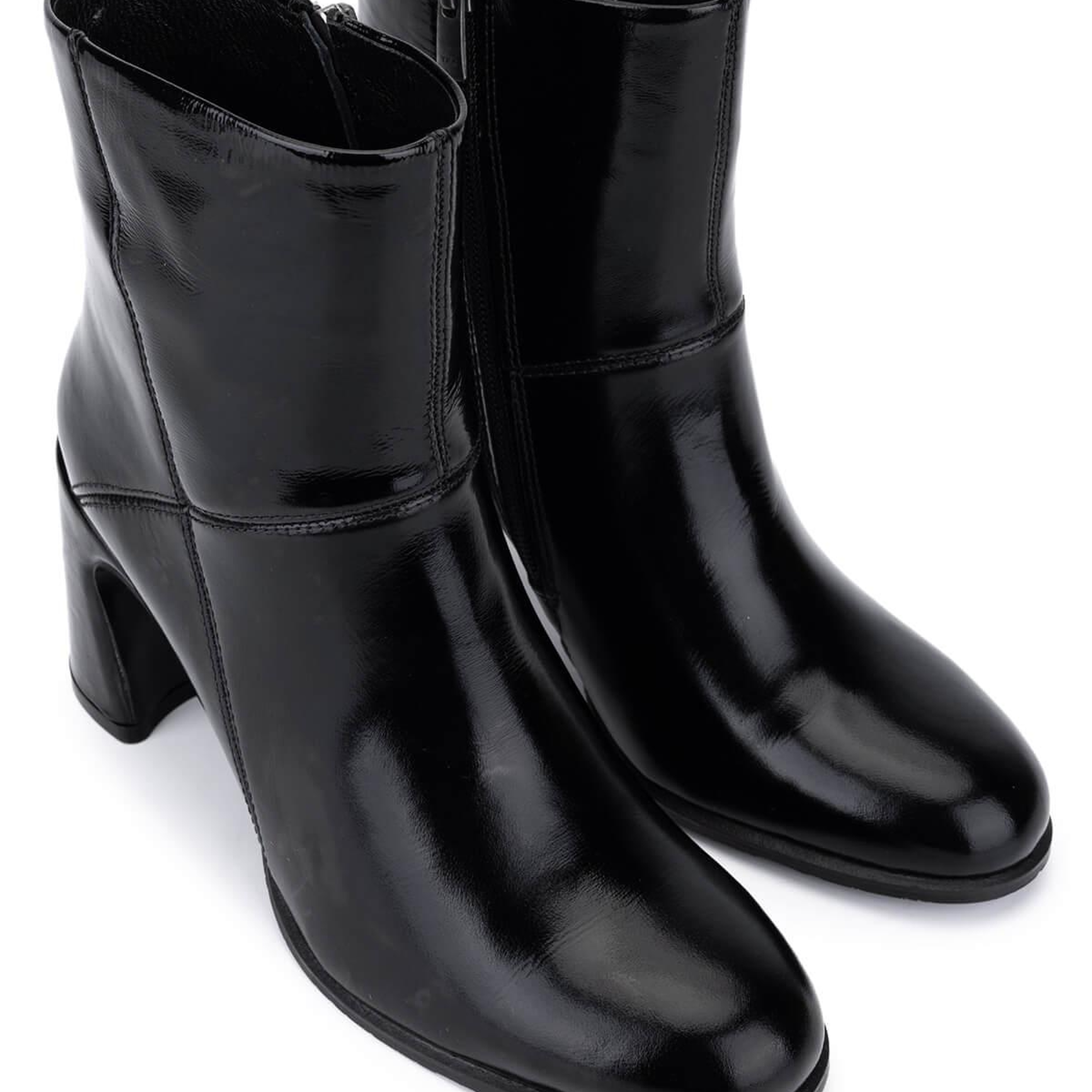 Tamer Tanca Kadın Hakiki Deri Siyah Rugan Klasik Bot