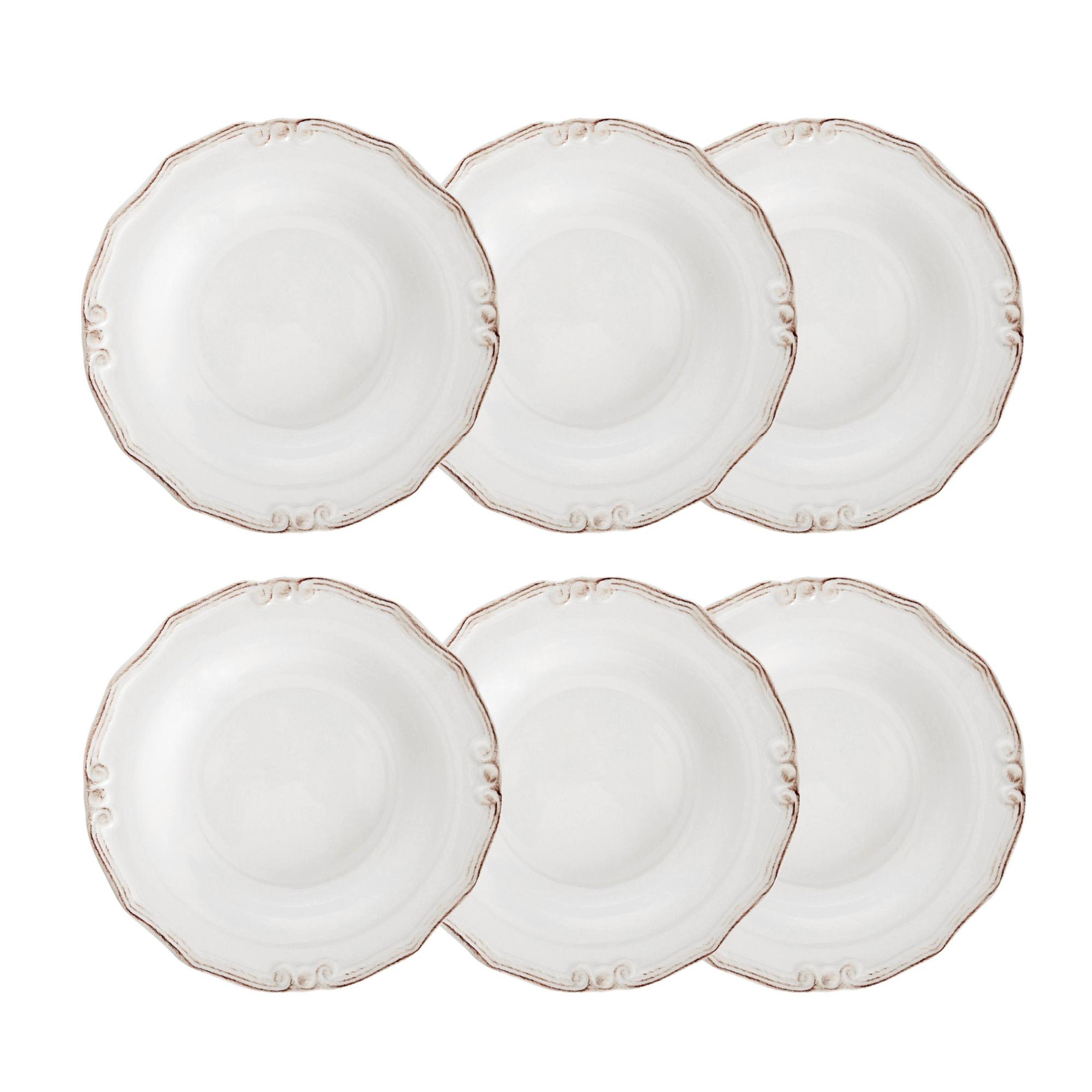 EKRU 6 LI ÇUKUR YEMEK TABAĞI SETİ 22CM