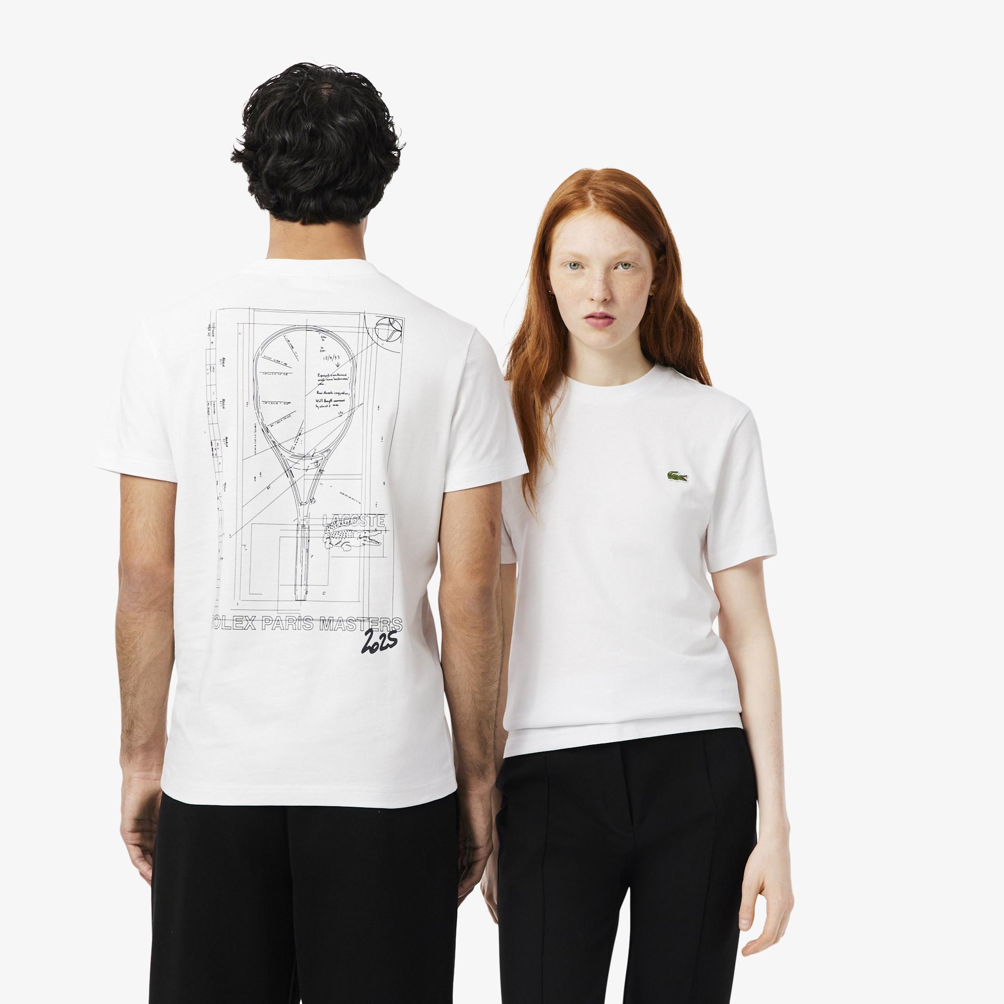 Lacoste x Rolex Paris Unisex Regular Fit Bisiklet Yaka Beyaz T-Shirt