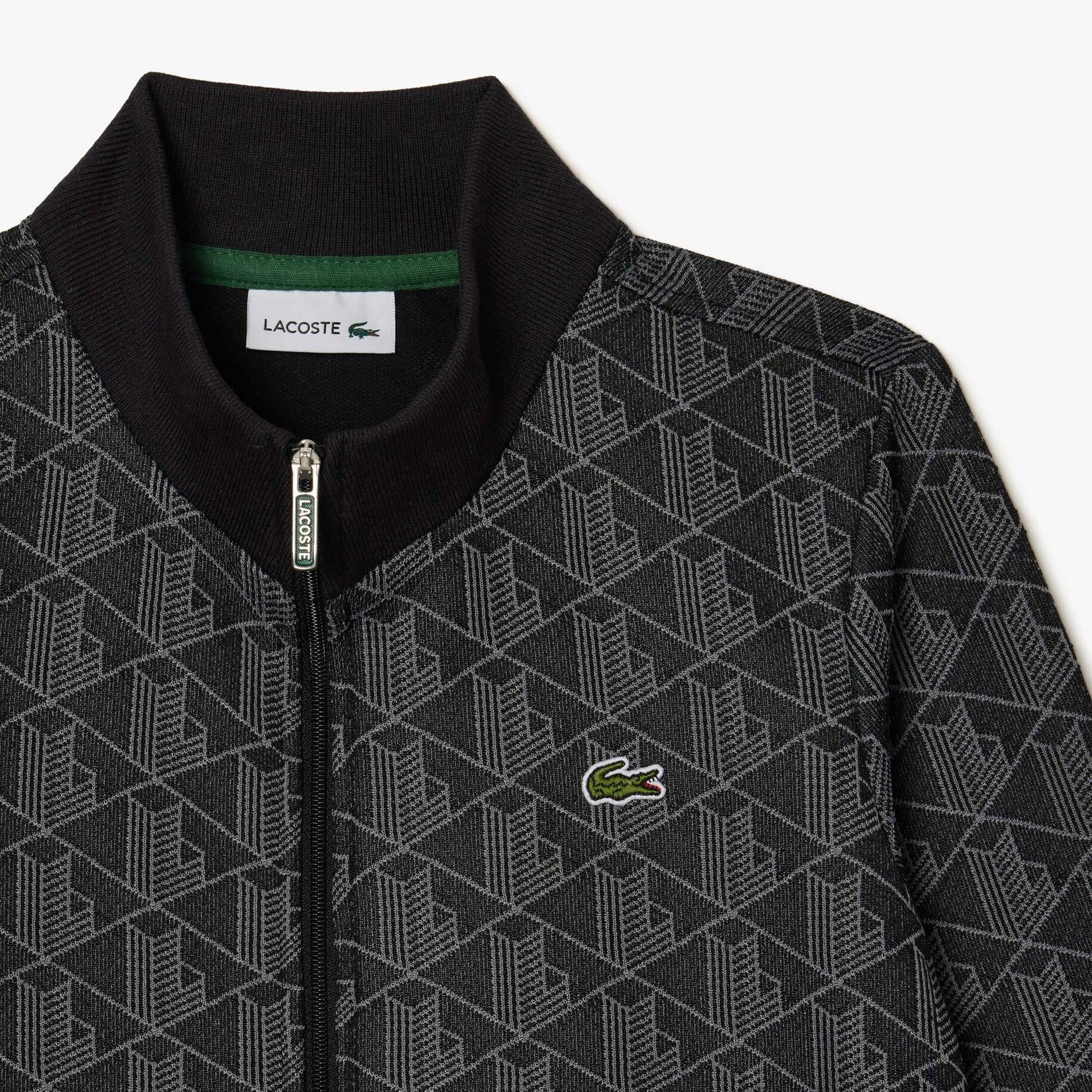 Lacoste Çocuk Fermuarlı Monogram Siyah Sweatshirt