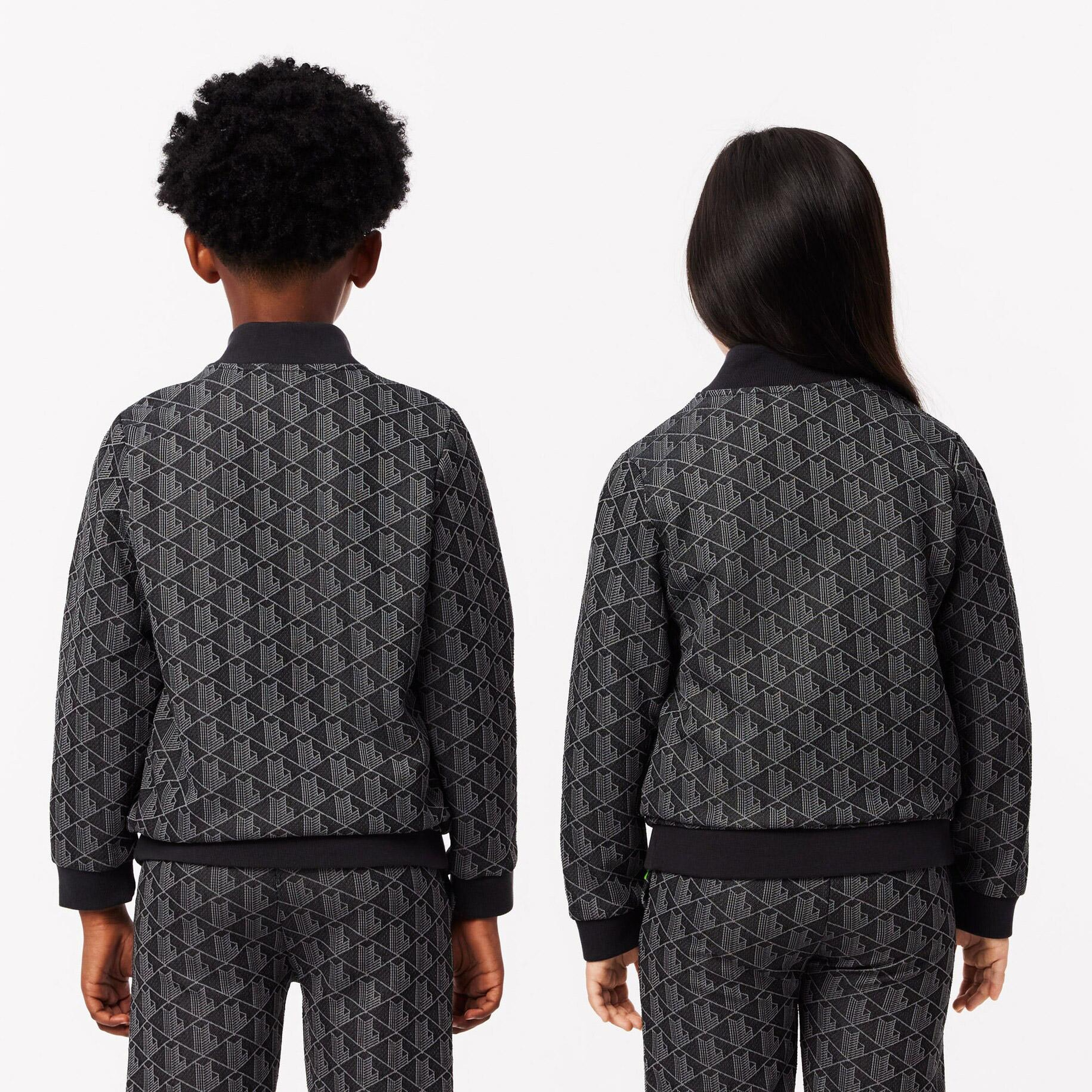 Lacoste Çocuk Fermuarlı Monogram Siyah Sweatshirt