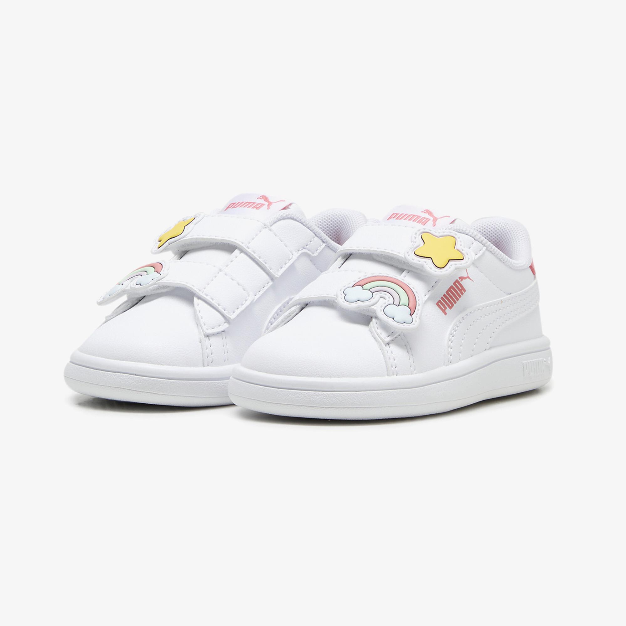 Puma Smash 3.0 Badges V Çocuk Beyaz Spor Ayakkabı