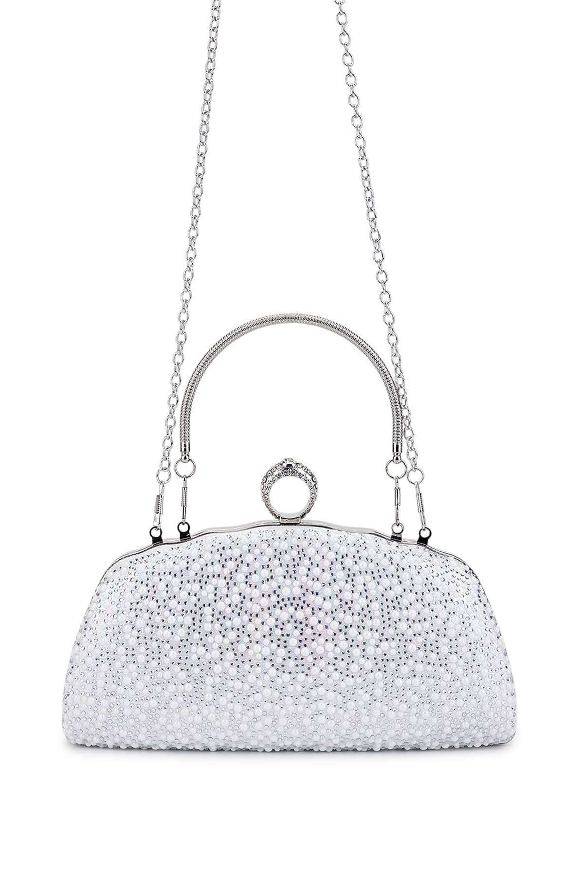 Tamer Tanca Kadın Vegan Beyaz Abiye Çanta