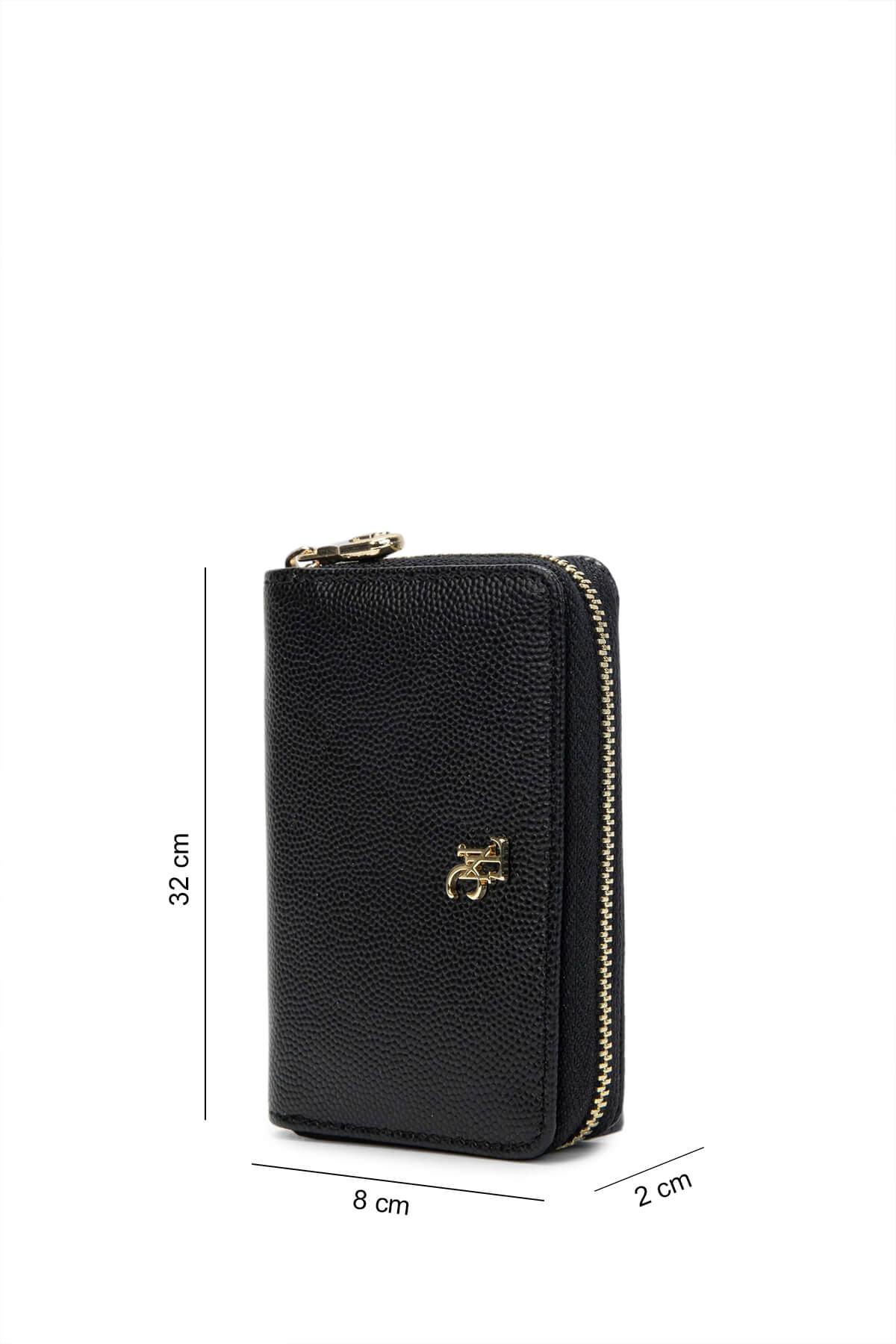 Tamer Tanca Kadın Hakiki Deri Siyah Havyar Cüzdan Cuzdan