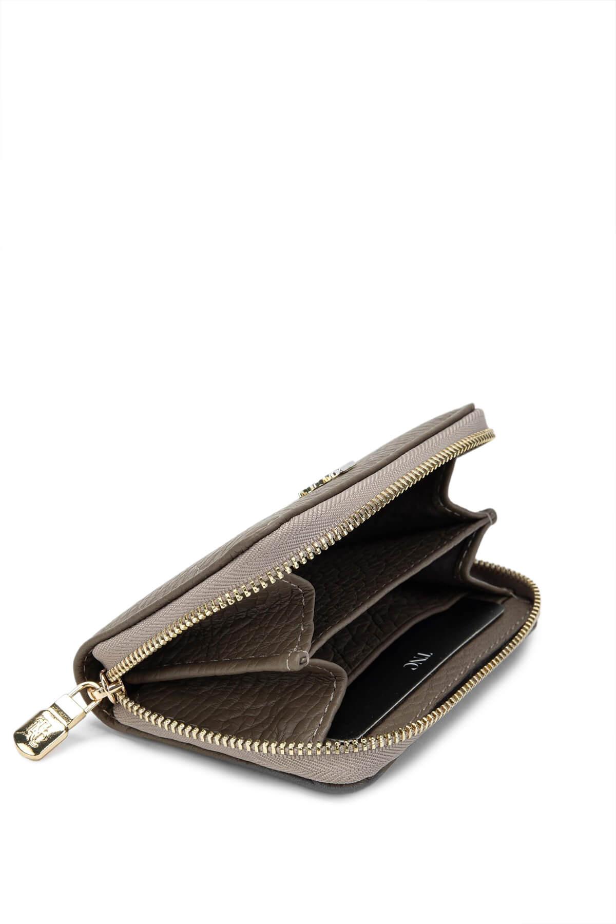 Tamer Tanca Kadın Hakiki Deri Bej Cüzdan Cuzdan