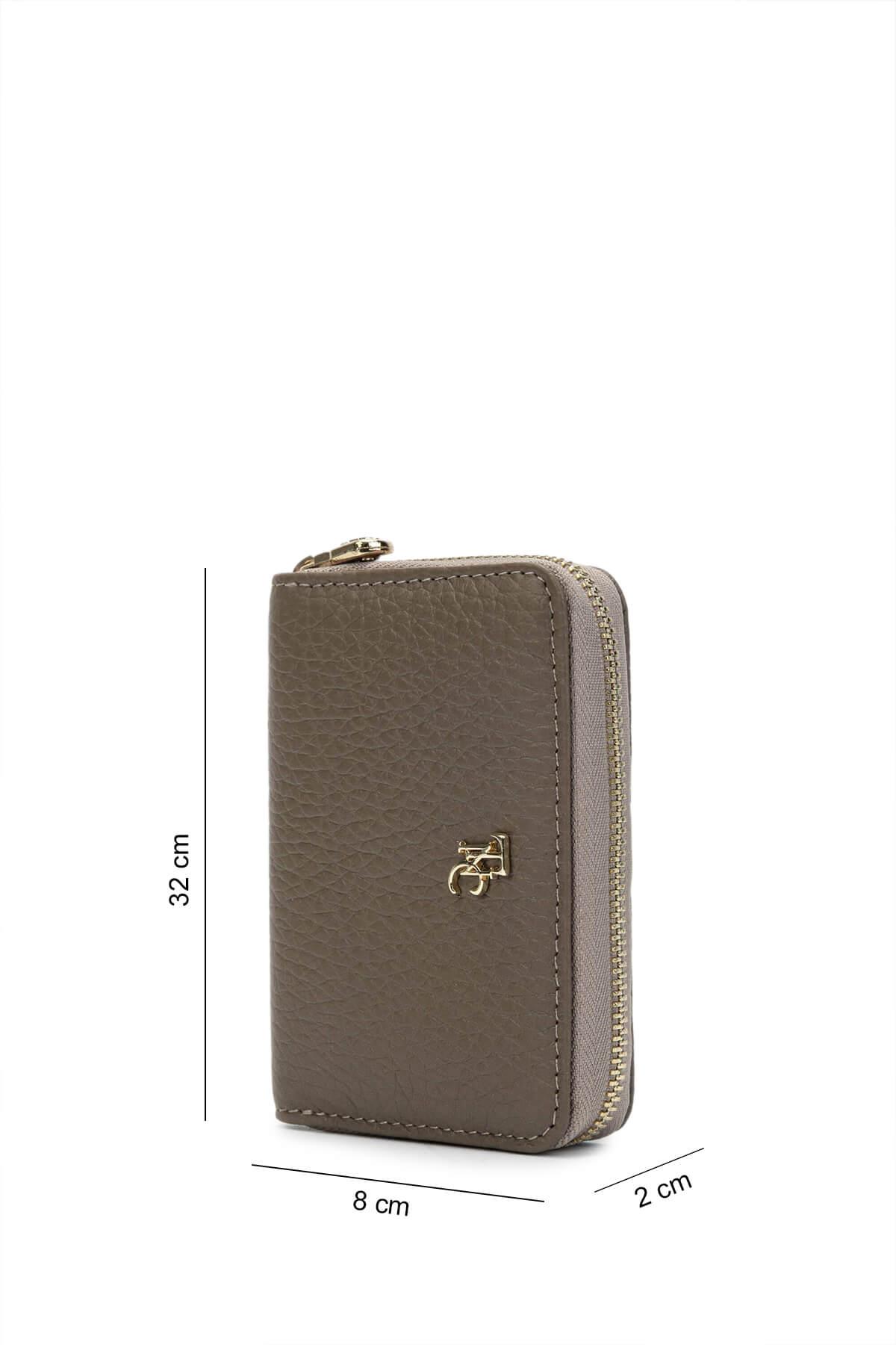 Tamer Tanca Kadın Hakiki Deri Bej Cüzdan Cuzdan