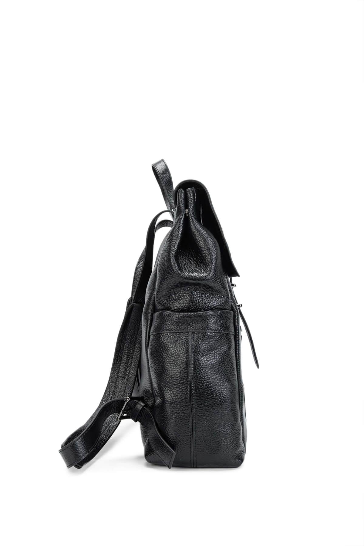 Tamer Tanca Erkek Hakiki Deri Siyah Sırt Çantası