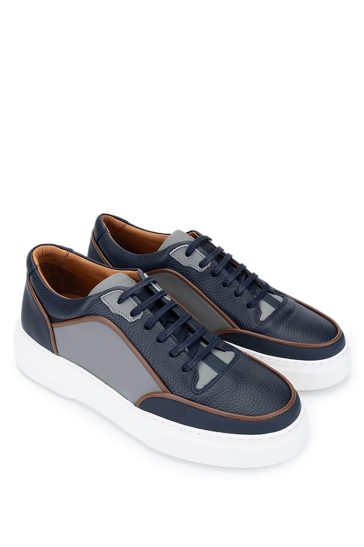 Tamer Tanca Erkek Hakiki Deri Lacivert Sneakers & Spor Ayakkabı