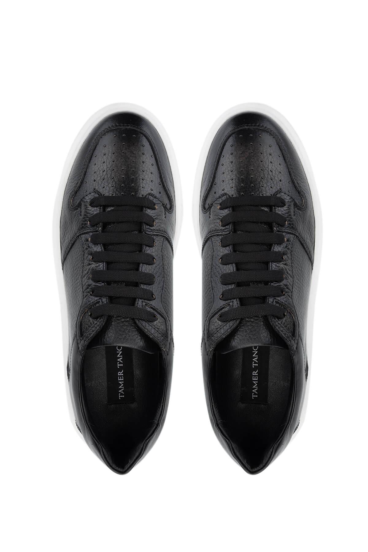 Tamer Tanca Erkek Hakiki Deri Siyah Sneakers & Spor Ayakkabı