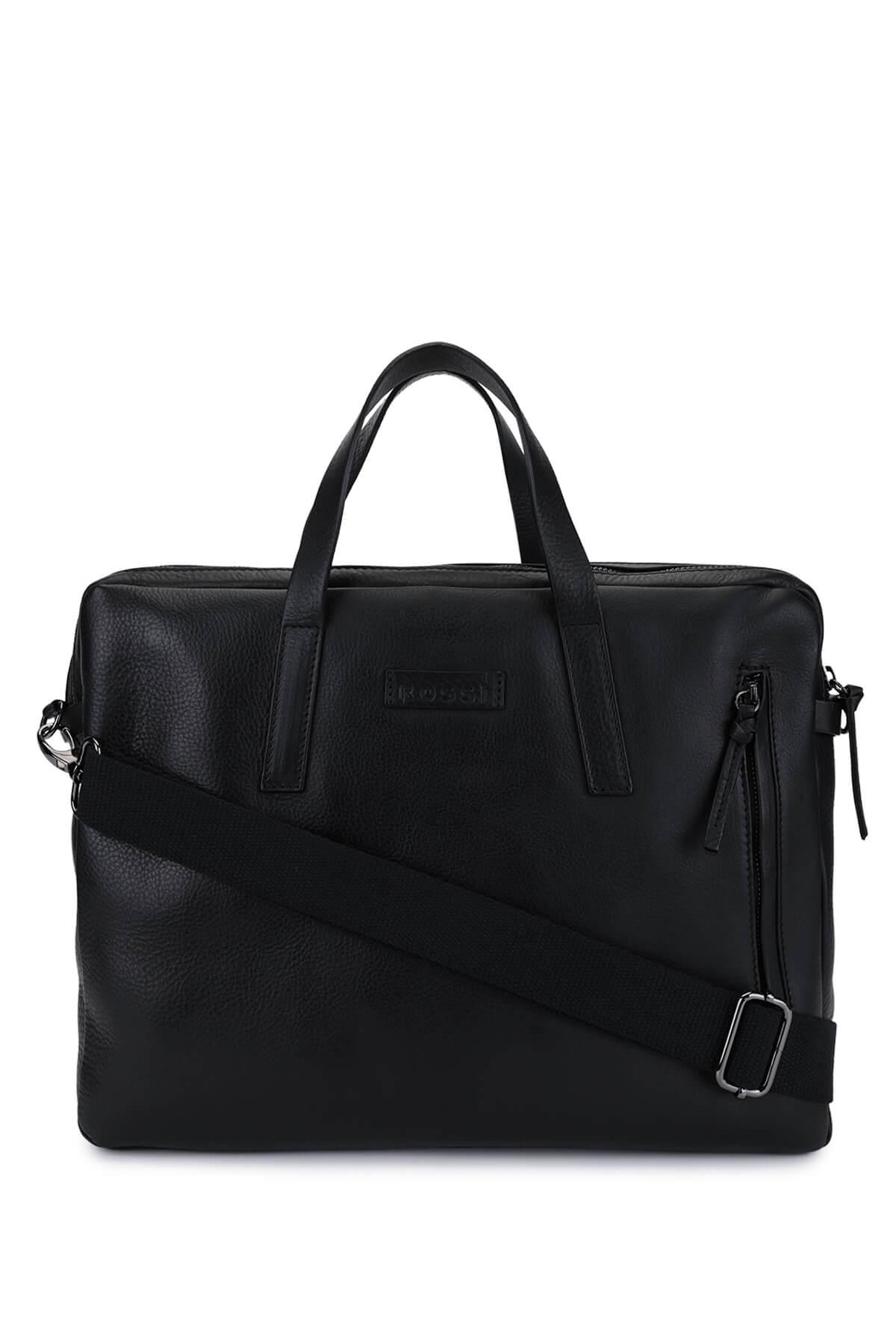 Bruno Rossi Bag Erkek Hakiki Deri Siyah Evrak Çantası