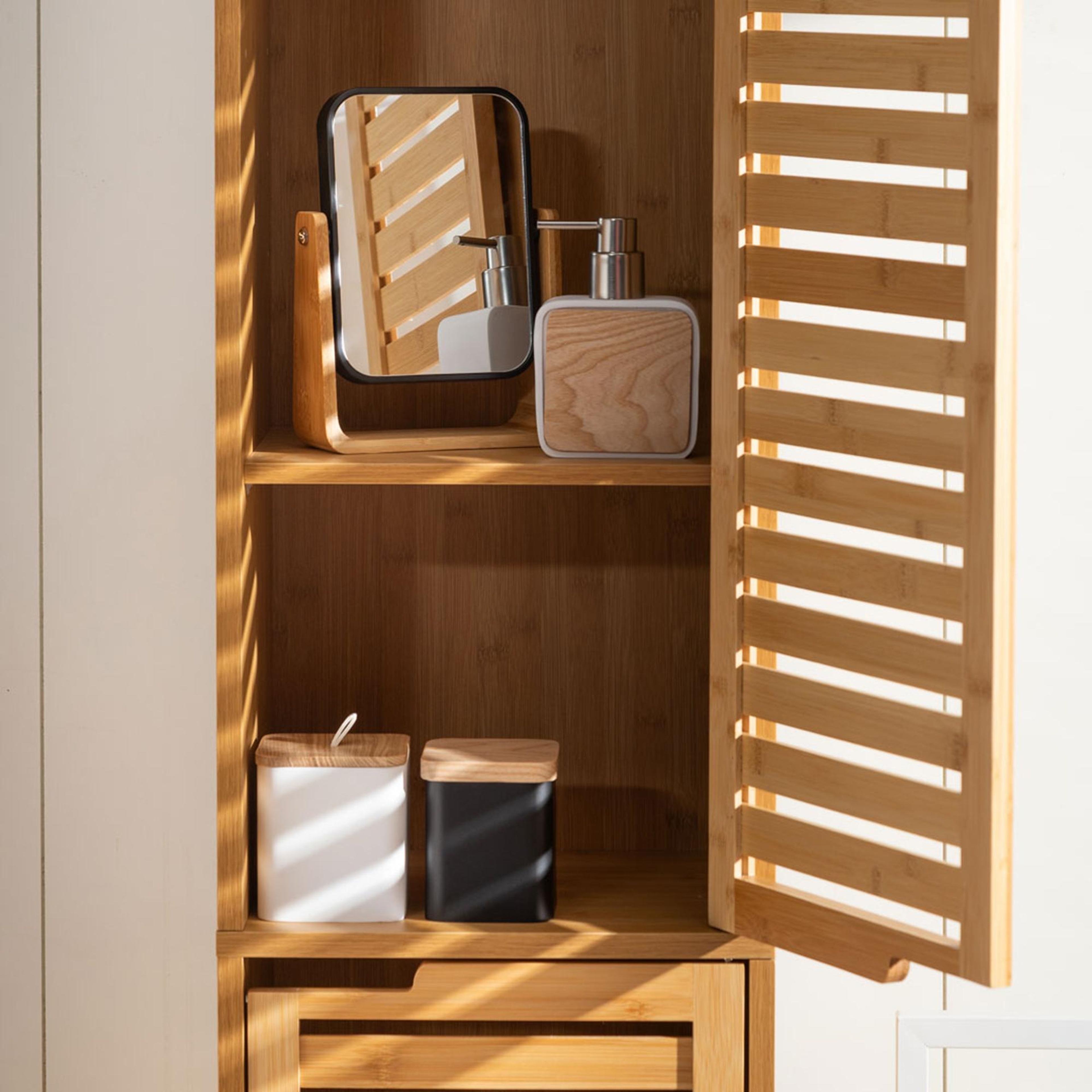 BOHO BAMBU BÜYÜTEÇLİ AYNA BEYAZ 16X5,8X21,8