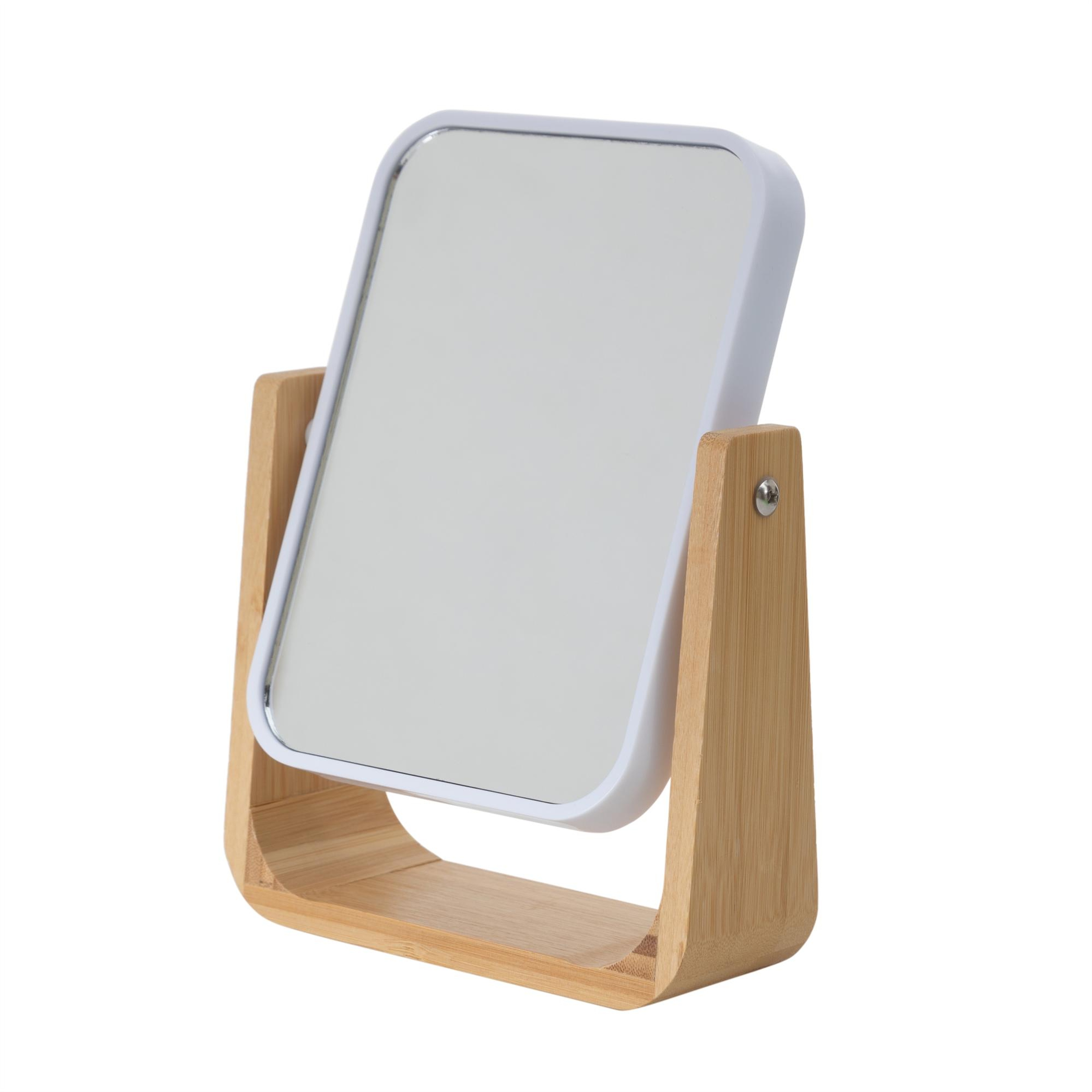 BOHO BAMBU BÜYÜTEÇLİ AYNA BEYAZ 16X5,8X21,8