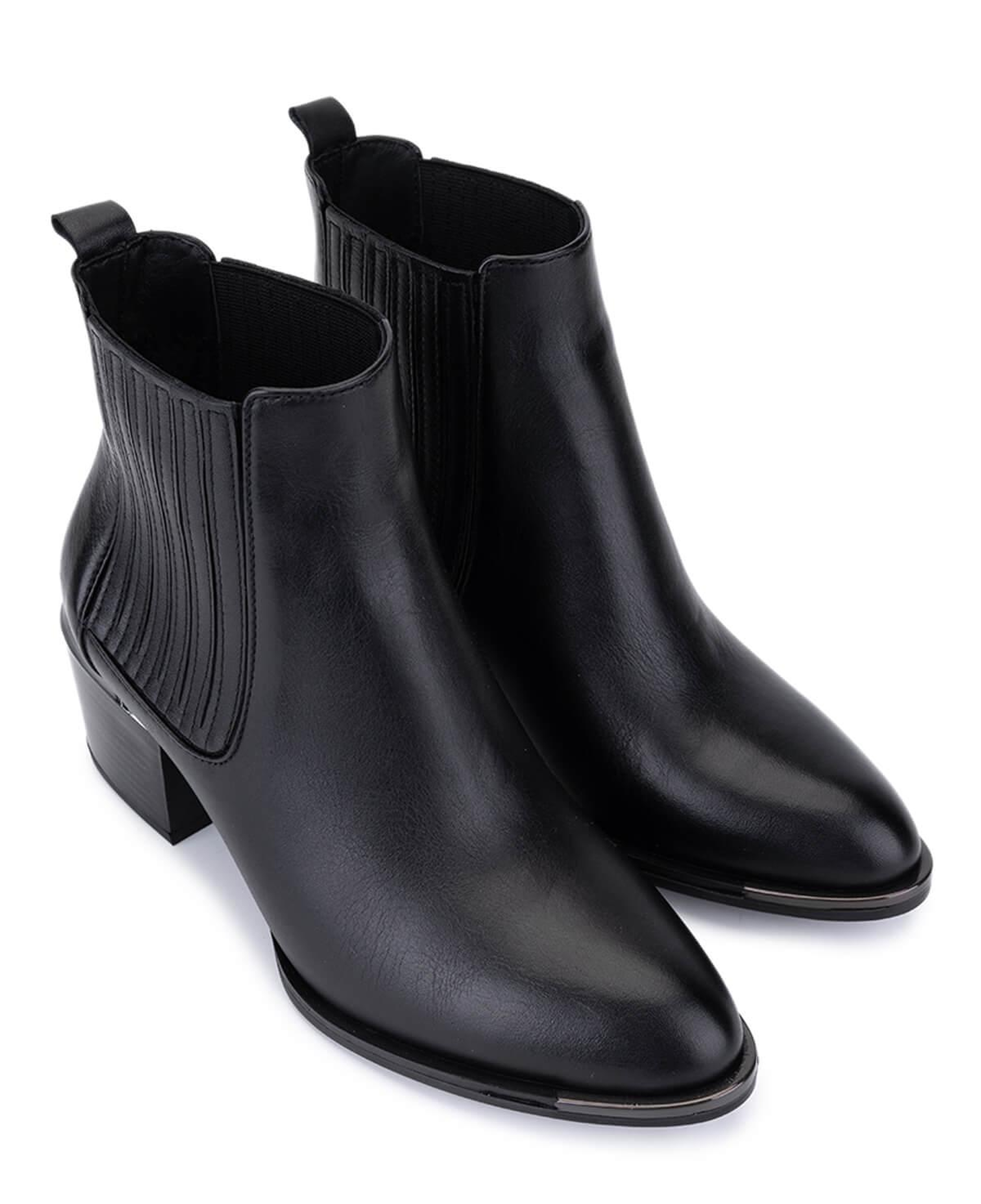 Tamer Tanca Kadın Hakiki Deri Siyah Deri Topuklu Bot