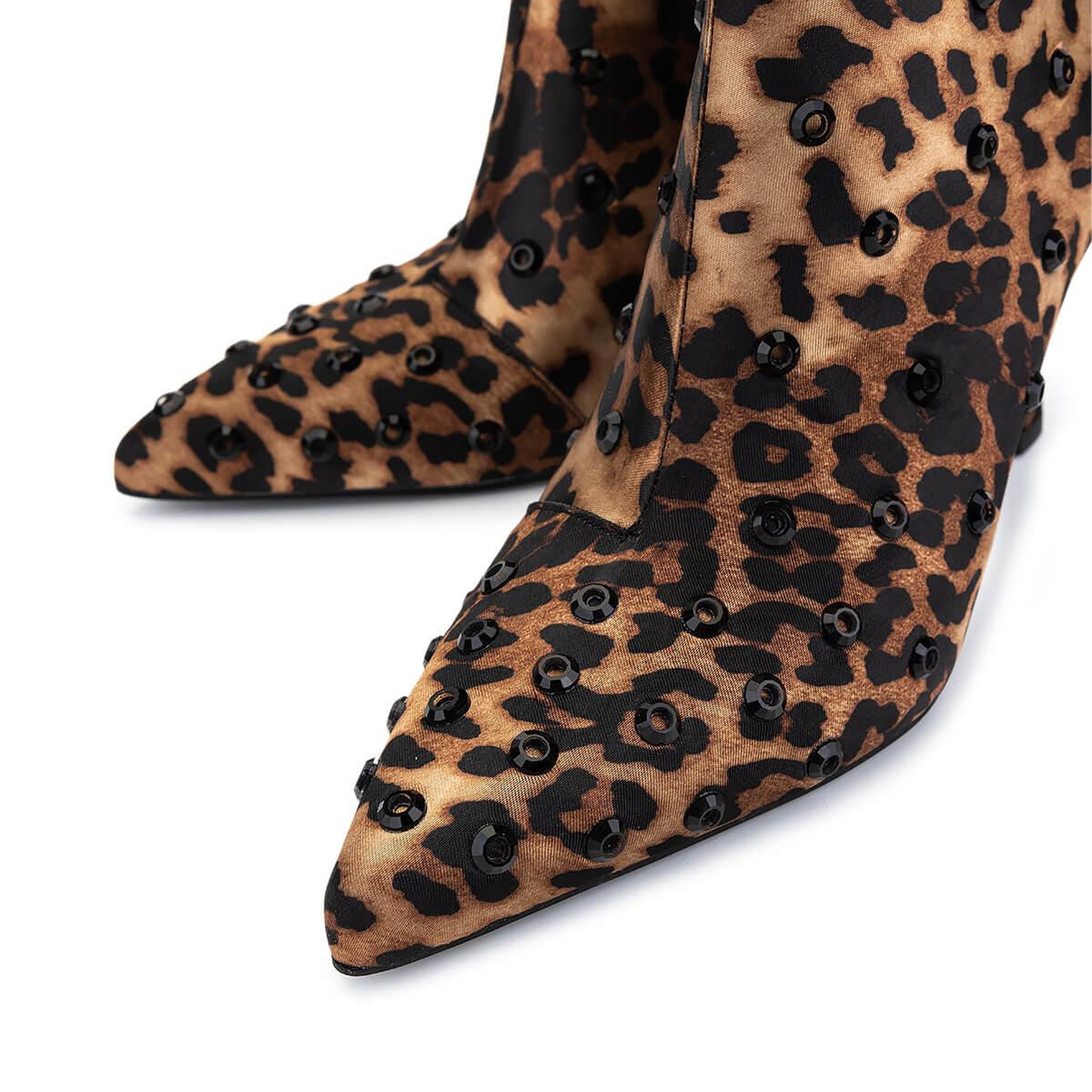 Tamer Tanca Kadın Saten Leopar Topuklu Bot