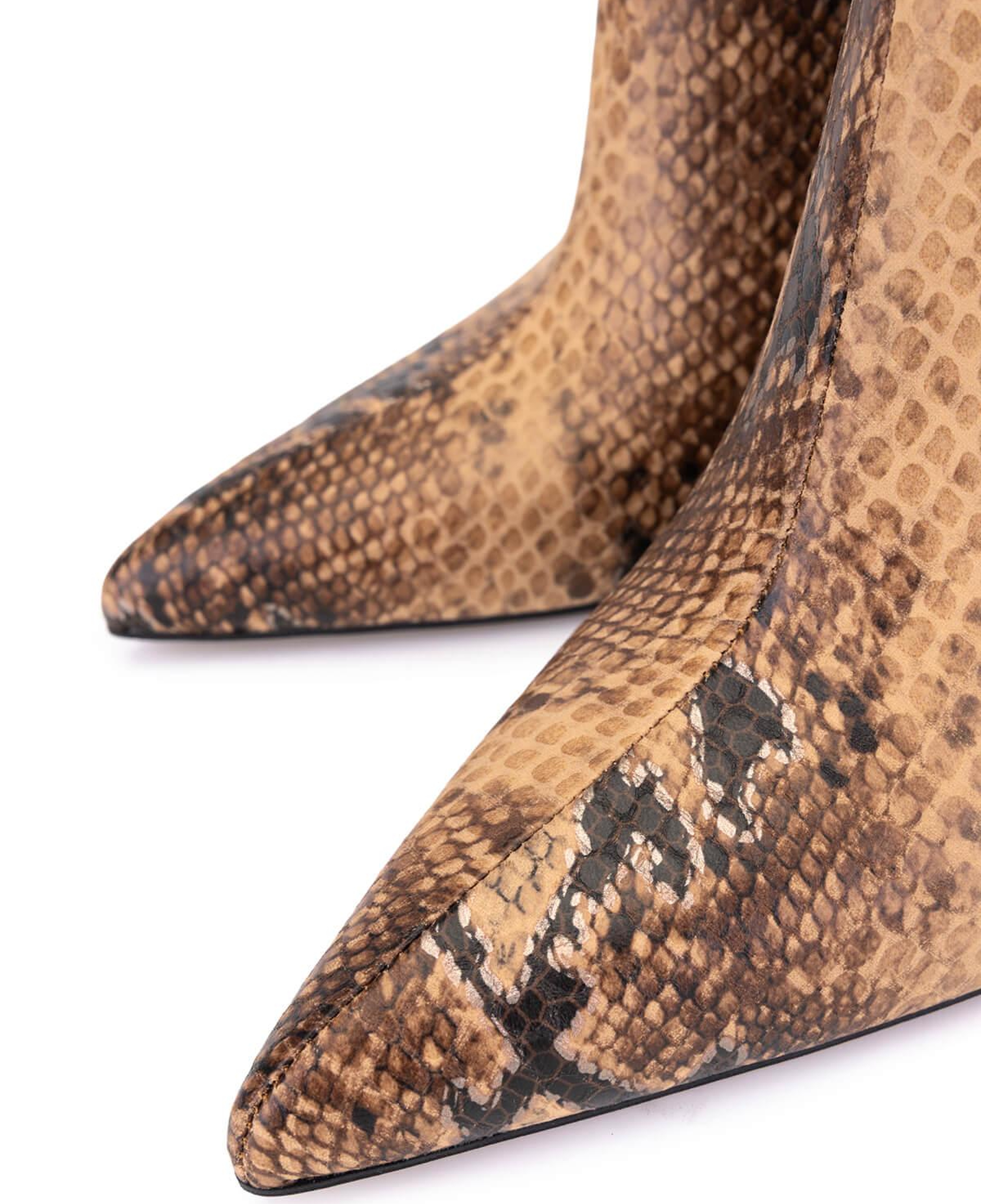 Tamer Tanca Kadın Hakiki Deri Naturel Yılan Topuklu Bot