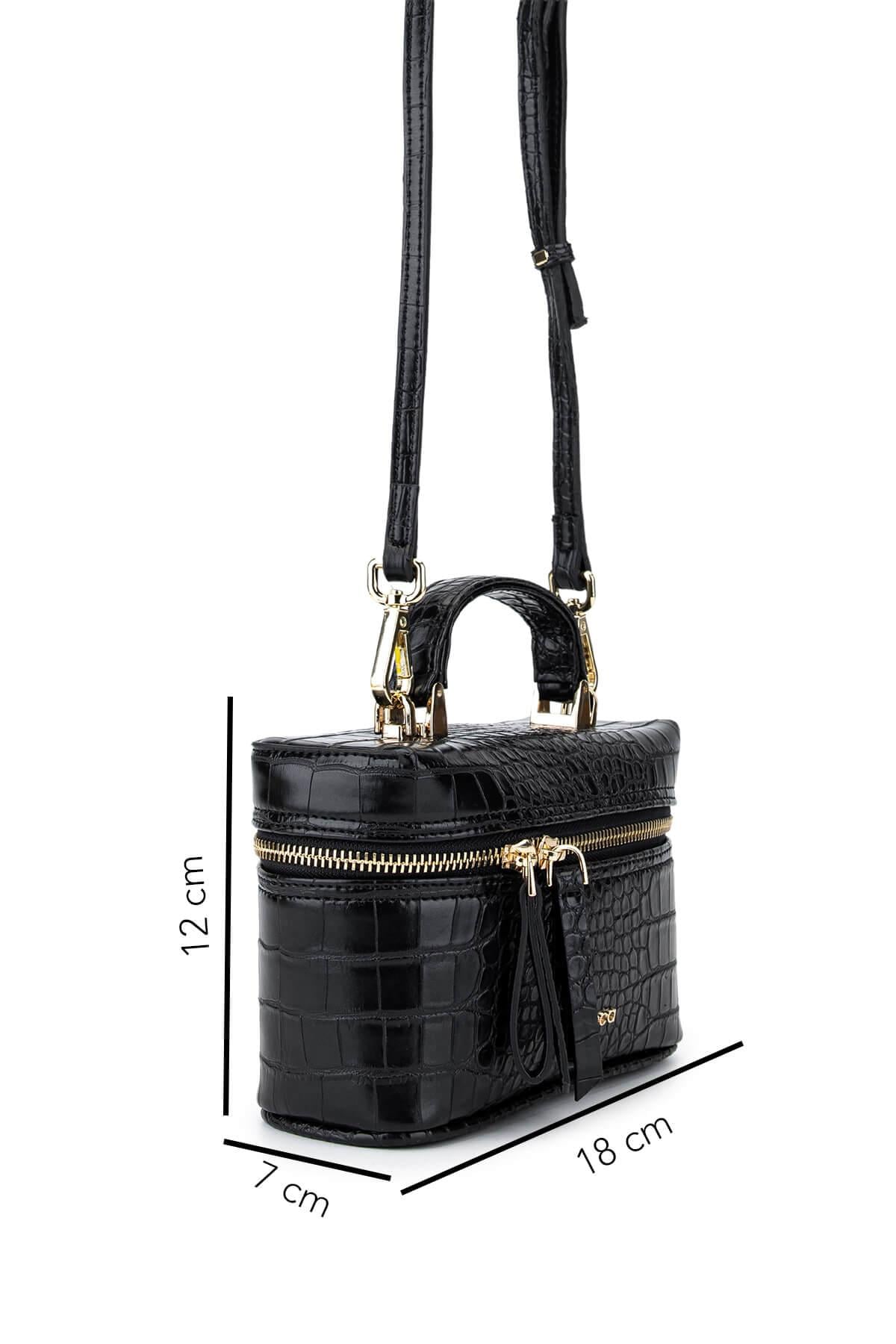 Tamer Tanca Kadın Suni Deri Siyah Kroko El Çantası