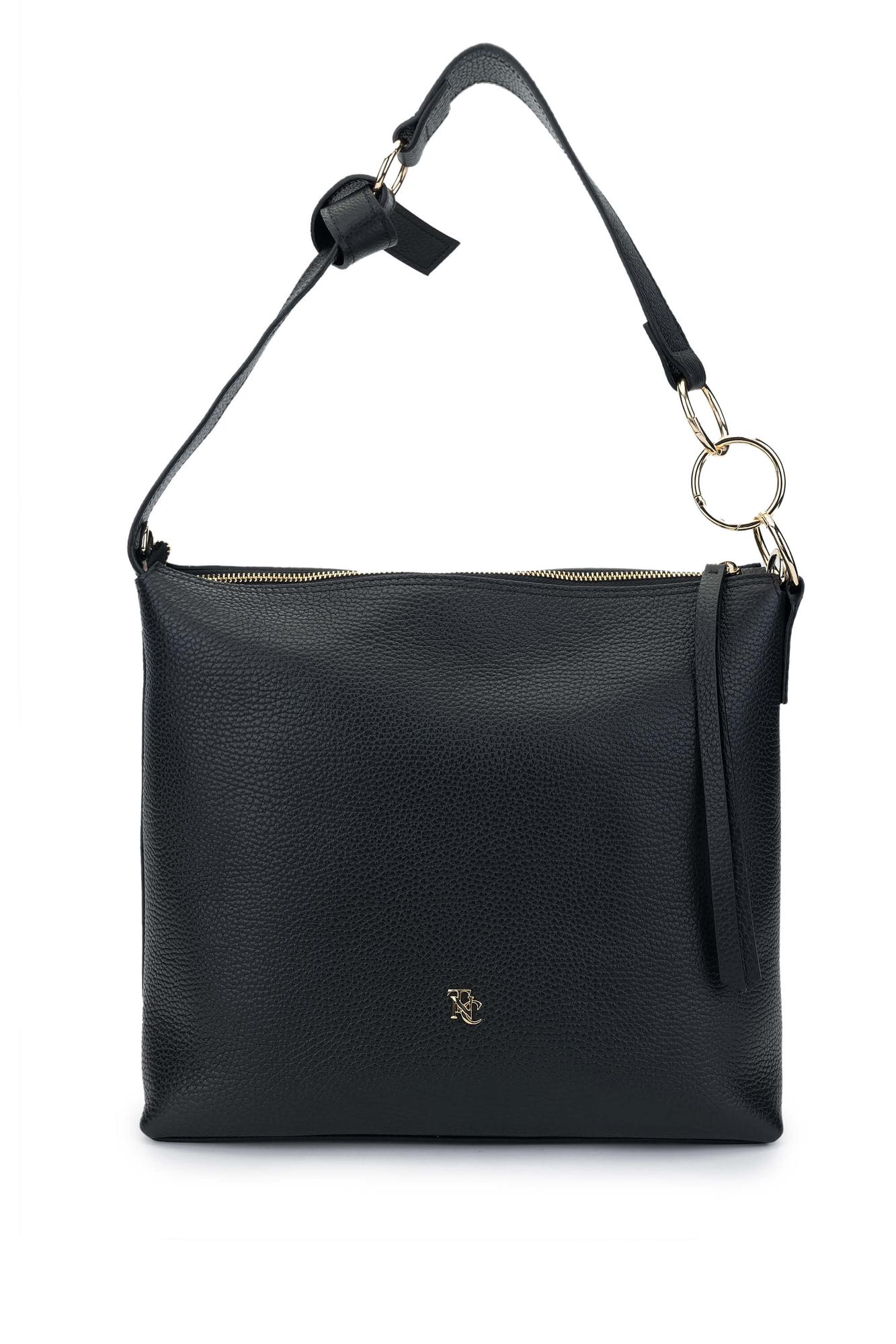 Tamer Tanca Kadın Hakiki Deri Siyah Floter Omuz Çanta